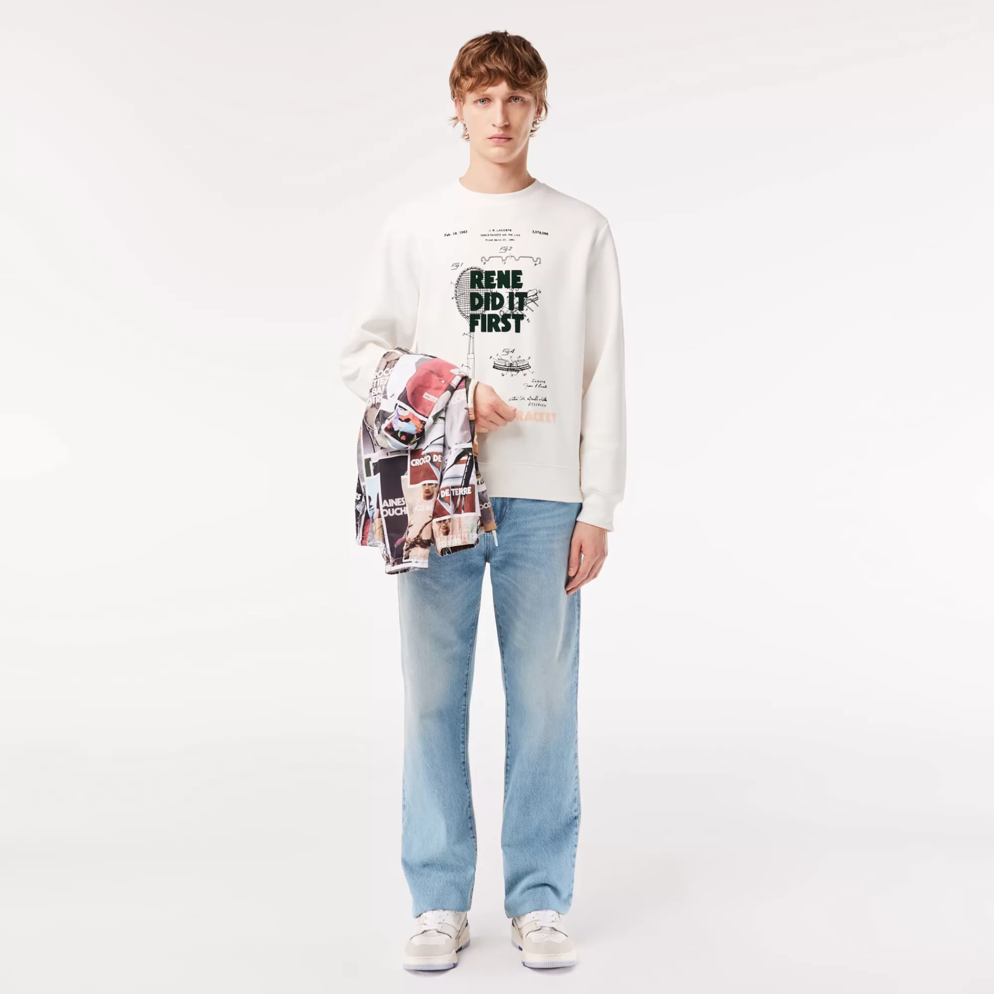 MULHER LACOSTE Sweatshirts | Sweatshirt^Sweatshirt em Piqué com Padrão Relaxed Fit