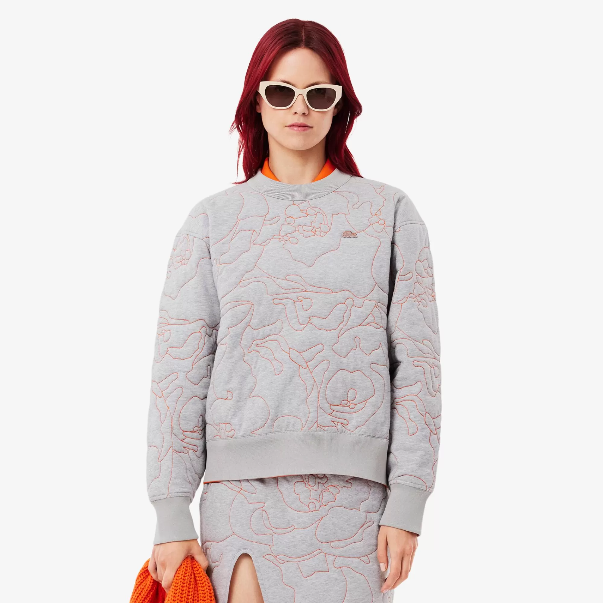 MULHER LACOSTE Sweatshirts^Sweatshirt Oversize Bordada Reversível