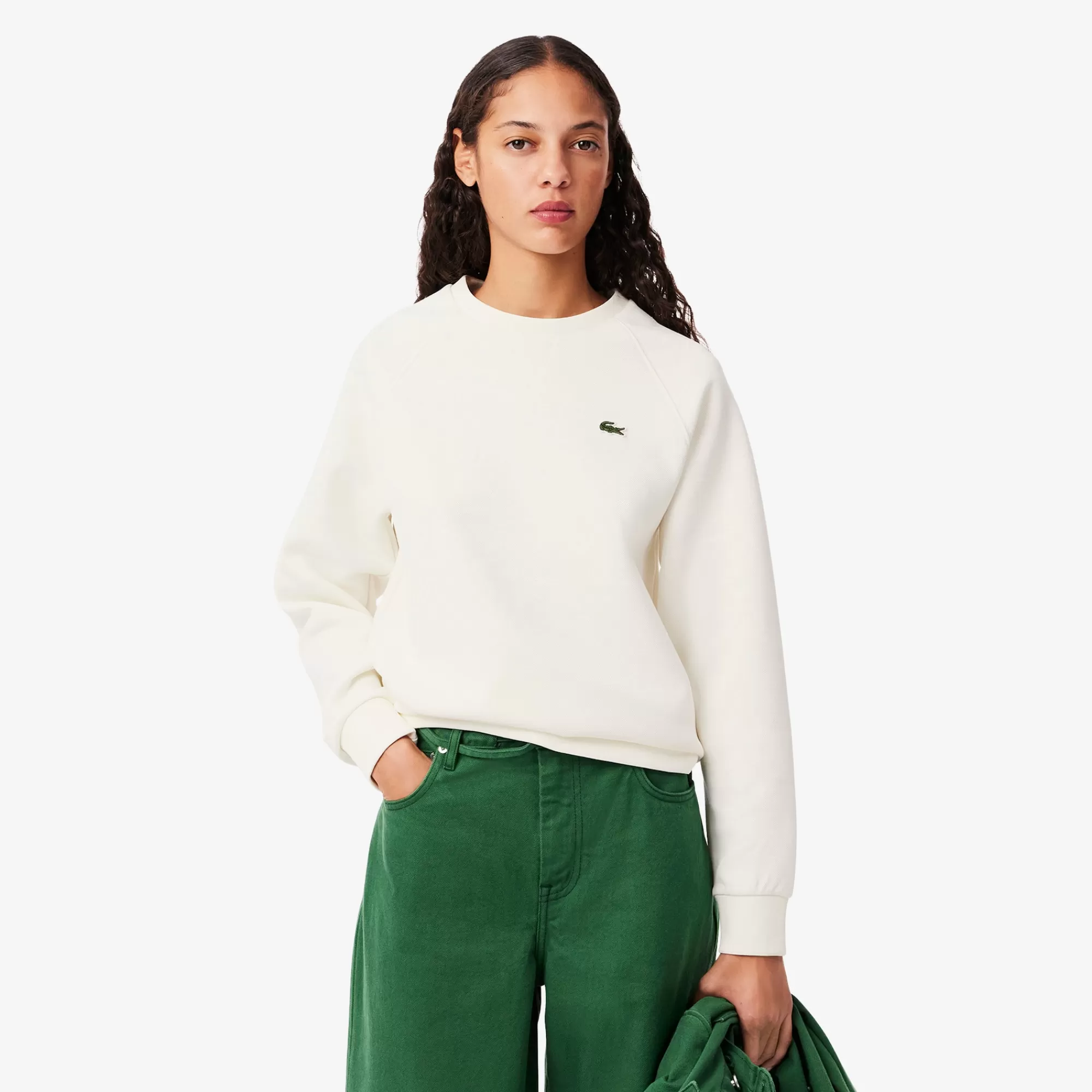 MULHER LACOSTE Sweatshirts^Sweatshirt Piqué com Gola Redonda