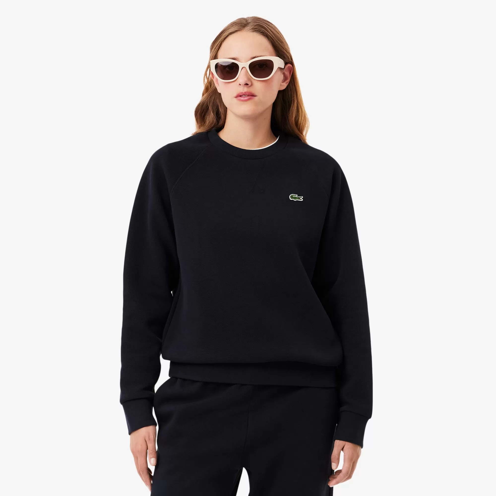 MULHER LACOSTE Sweatshirts^Sweatshirt Piqué com Gola Redonda