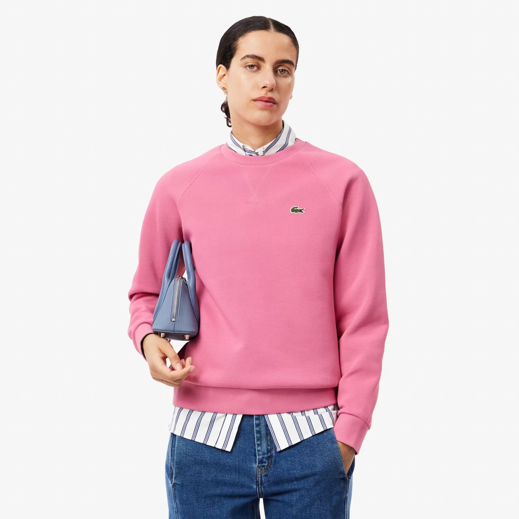 MULHER LACOSTE Sweatshirts^Sweatshirt Piqué com Gola Redonda