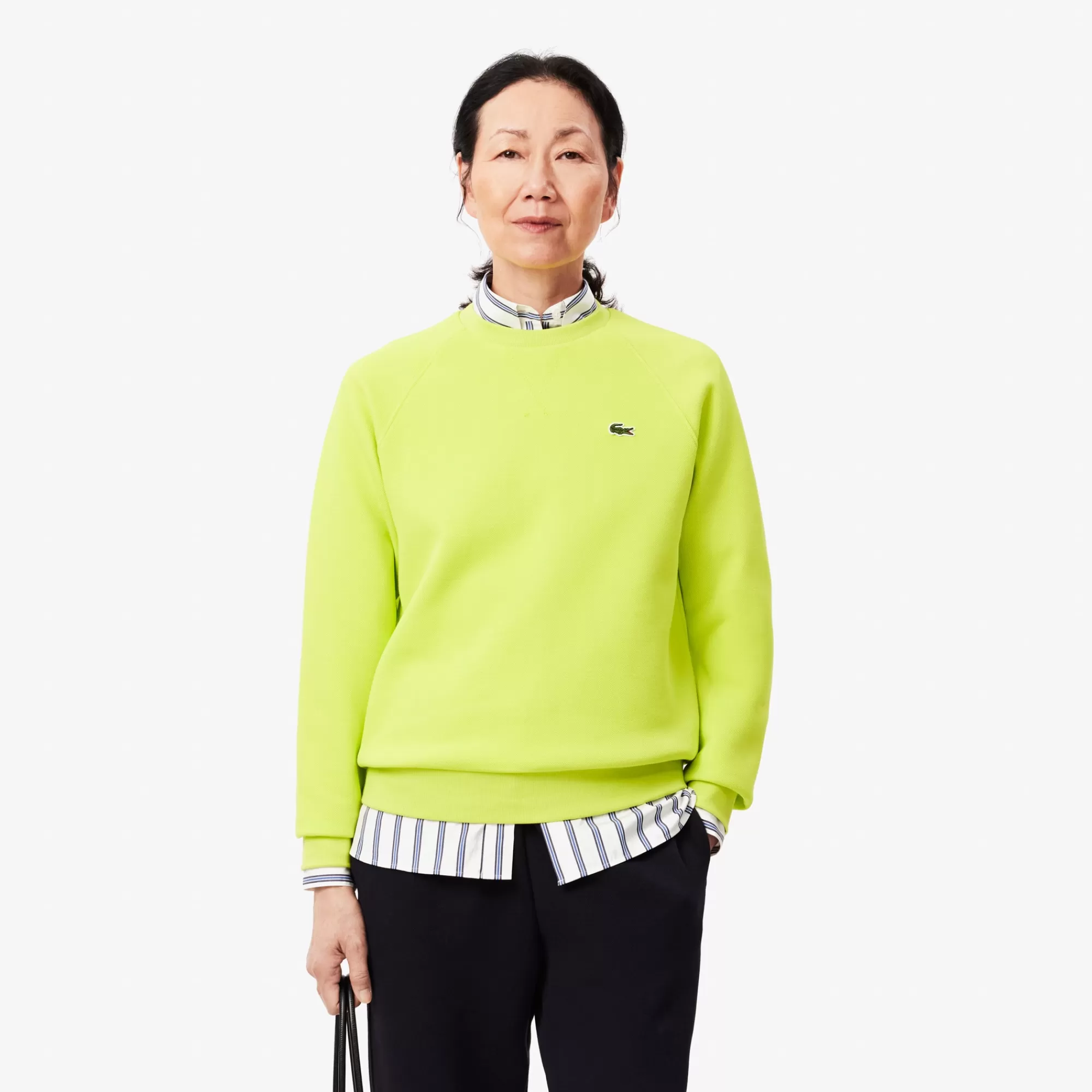 MULHER LACOSTE Sweatshirts^Sweatshirt Piqué com Gola Redonda