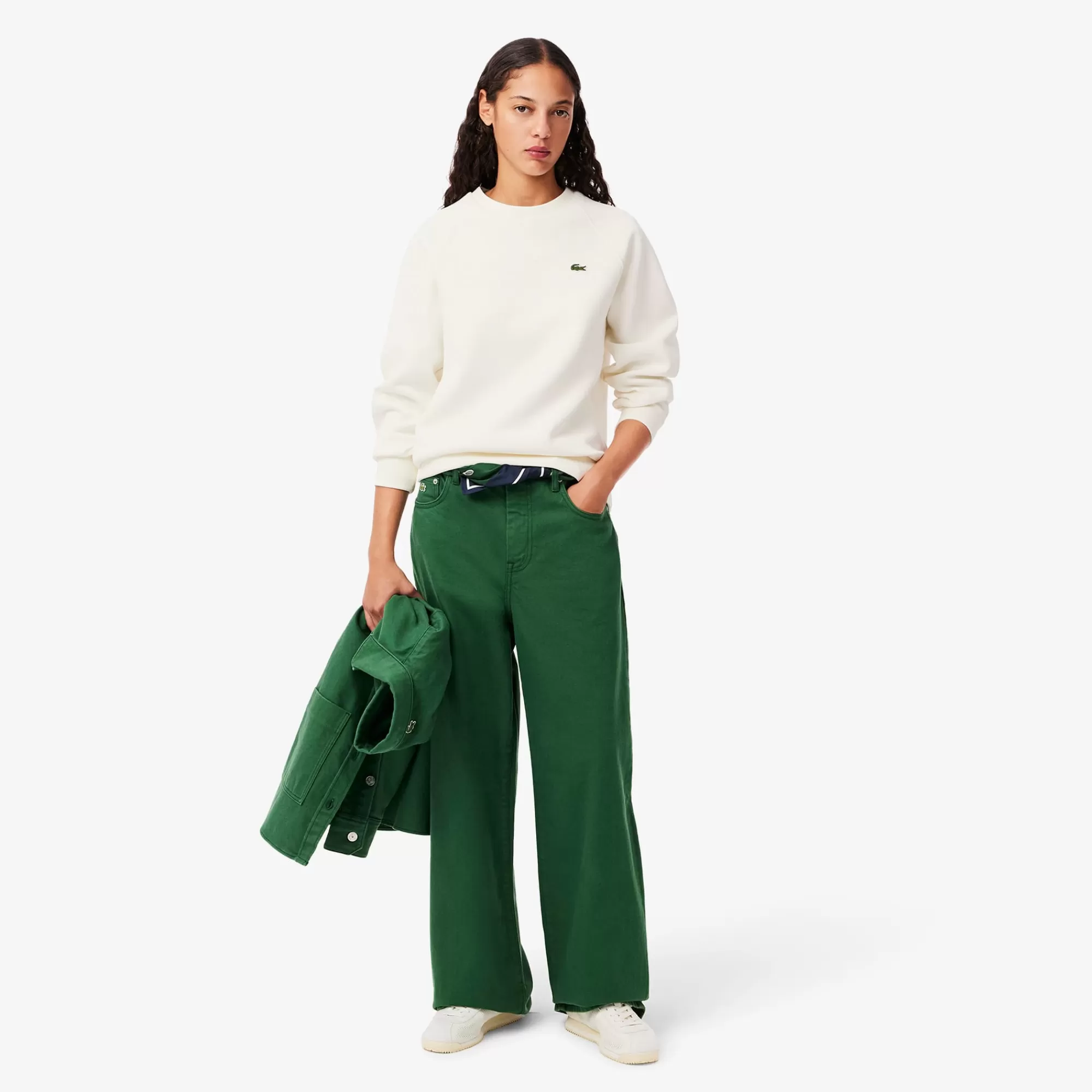 MULHER LACOSTE Sweatshirts^Sweatshirt Piqué com Gola Redonda