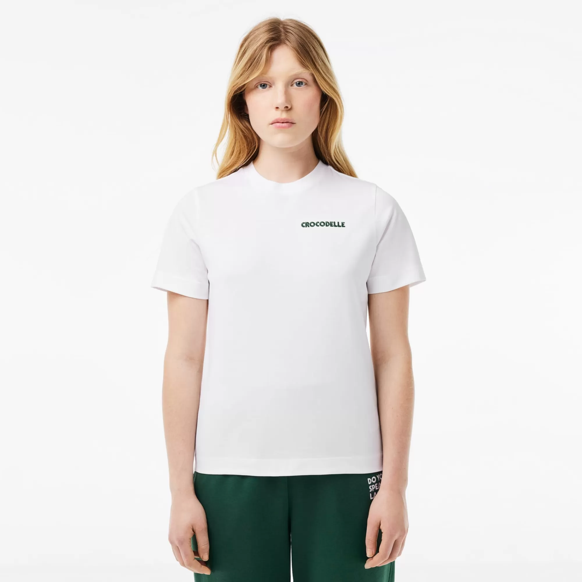 MULHER LACOSTE T-Shirts^T-shirt Bordada de Algodão