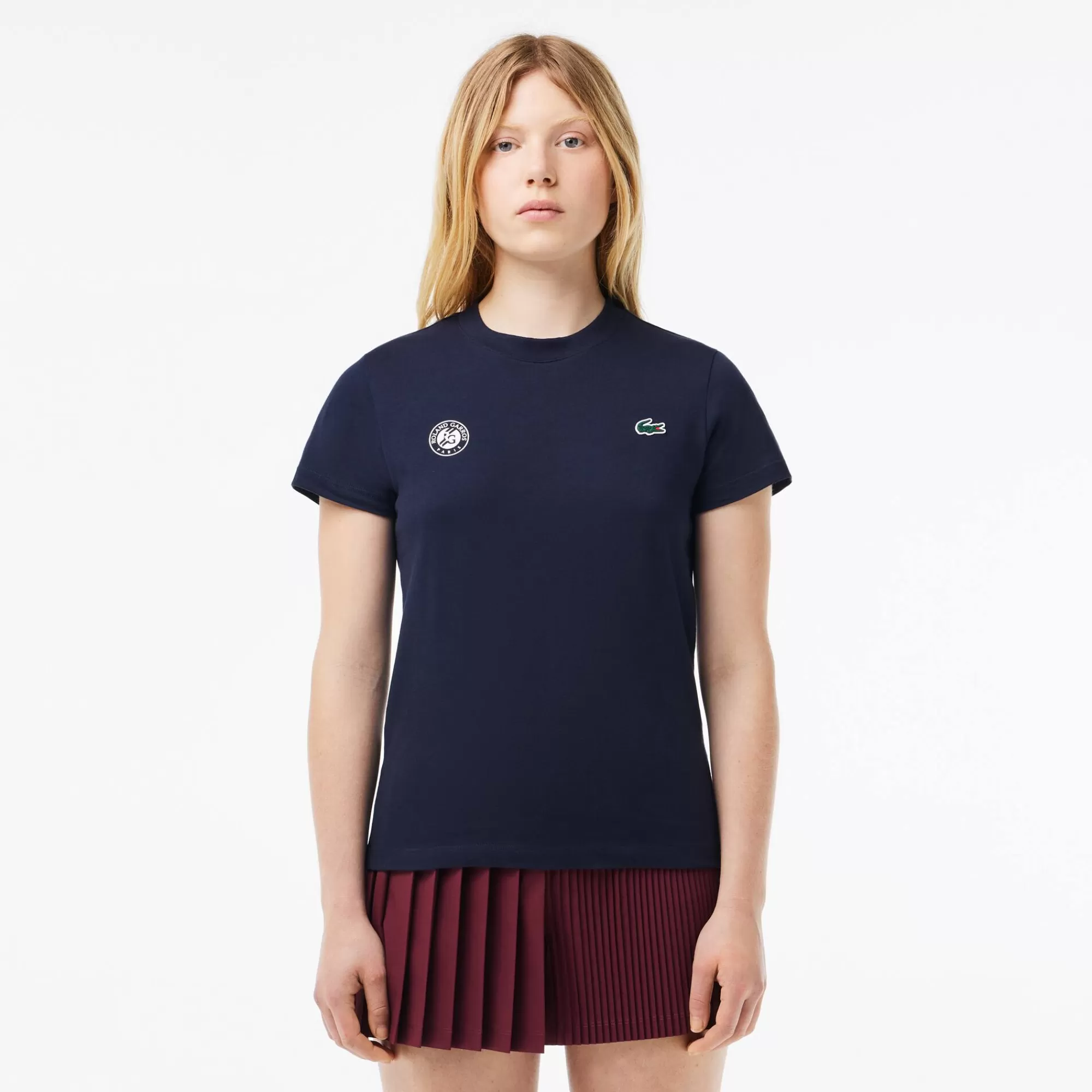 MULHER LACOSTE Ténis | Roupa Deportiva Mulher^T-shirt com Tecnologia Ultra-Dry Edição Roland-Garros