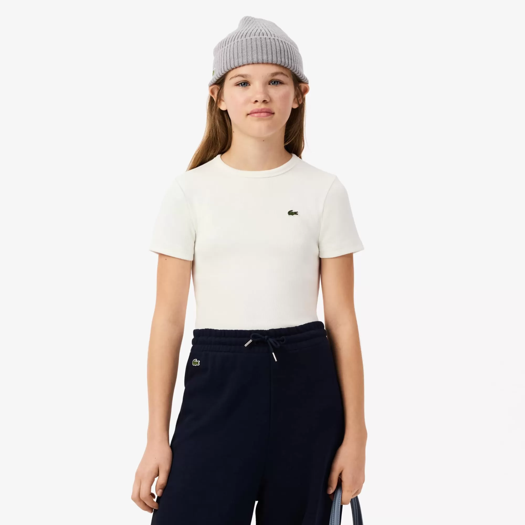 Crianças LACOSTE Moda Menina | Moda Menina^T-shirt de Algodão Canelado