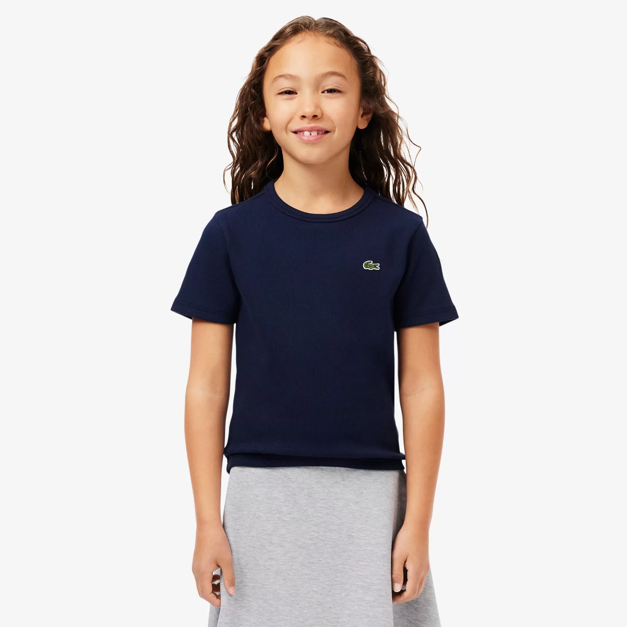 Crianças LACOSTE Moda Menina | Moda Menina^T-shirt de Algodão Canelado