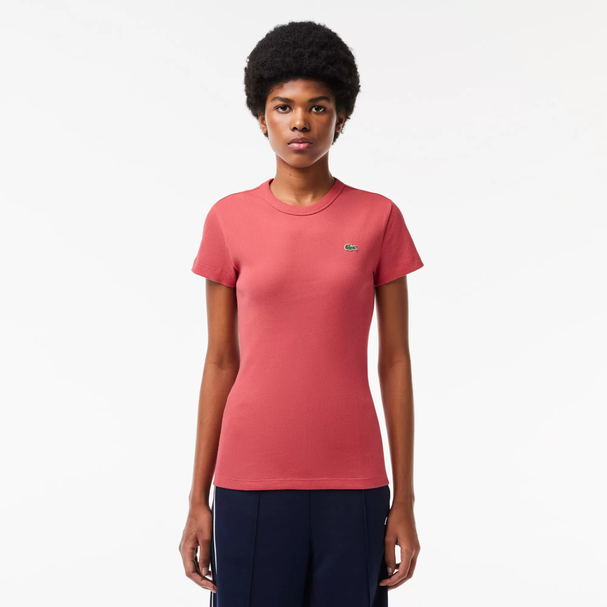 MULHER LACOSTE T-Shirts^T-shirt de Algodão Canelado Slim Fit