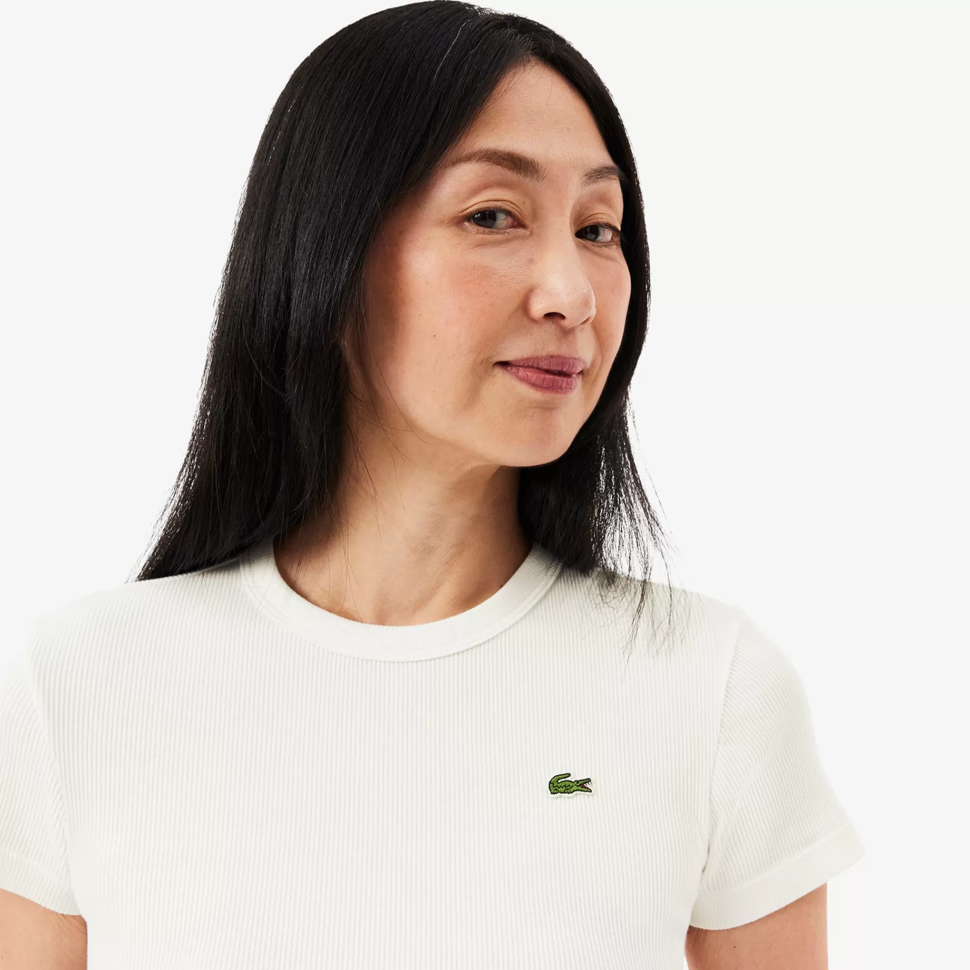 MULHER LACOSTE T-Shirts^T-shirt de Algodão Canelado Slim Fit