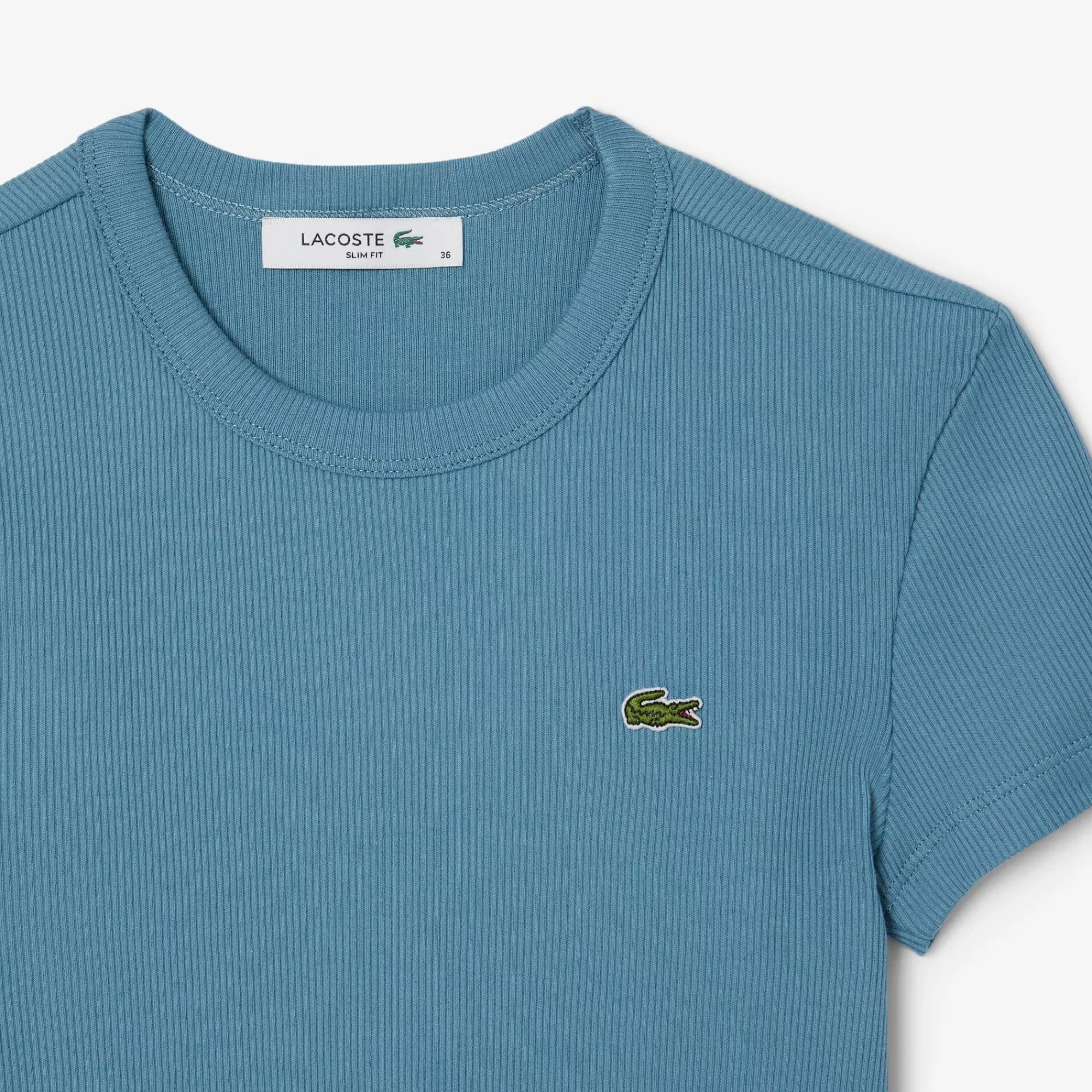 MULHER LACOSTE T-Shirts^T-shirt de Algodão Canelado Slim Fit