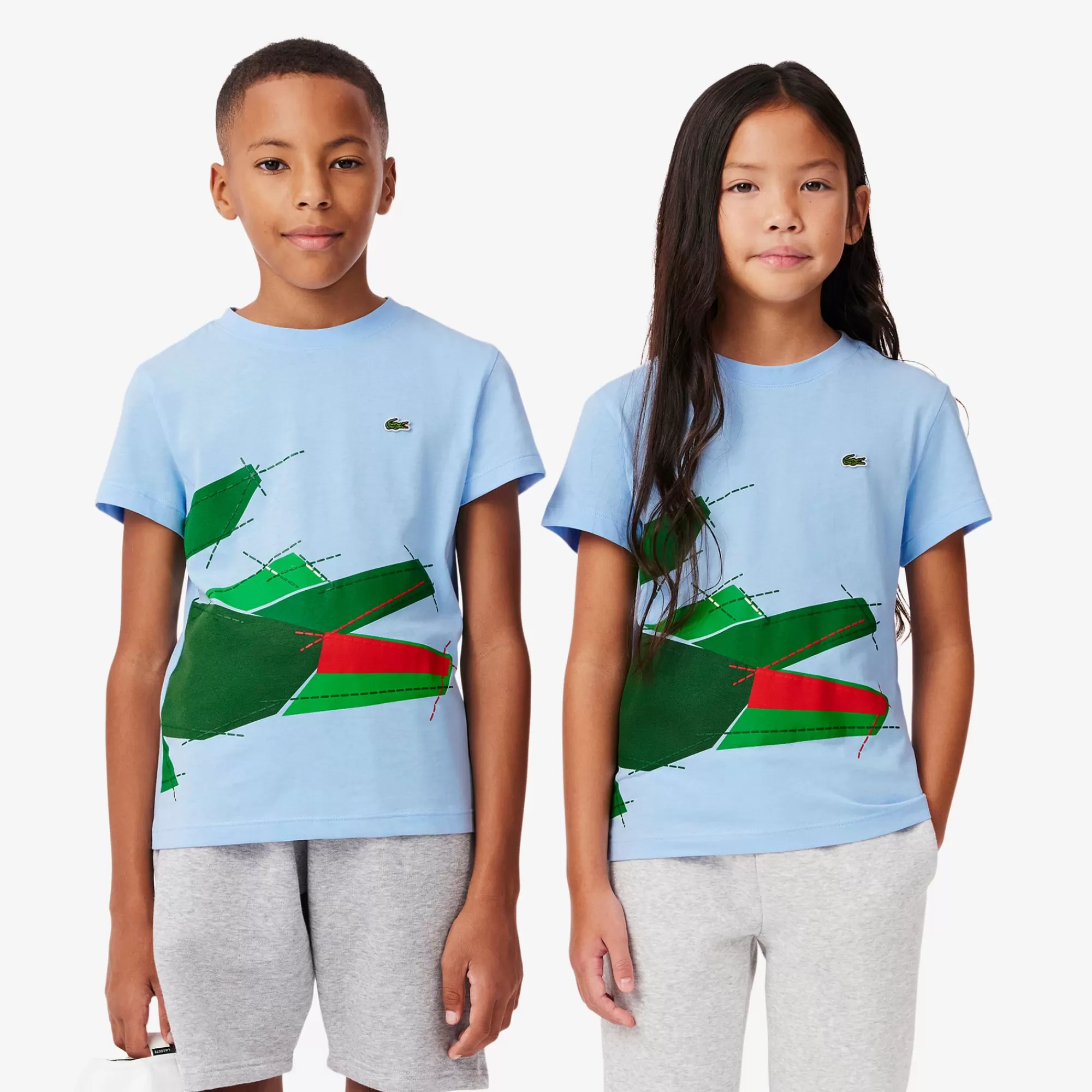 Crianças LACOSTE Moda Menina | Moda Menino^T-shirt de Algodão com Crocodilo Gráfico