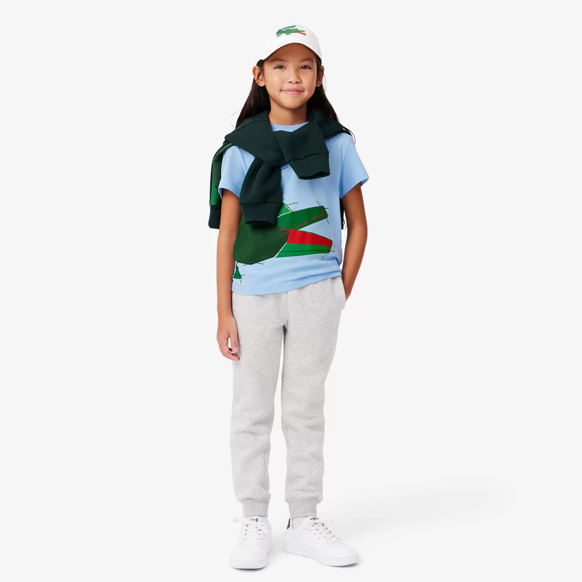 Crianças LACOSTE Moda Menina | Moda Menino^T-shirt de Algodão com Crocodilo Gráfico