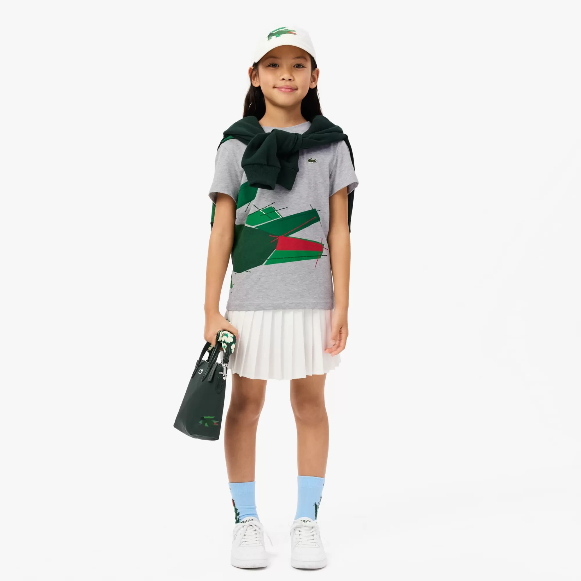 Crianças LACOSTE Moda Menina | Moda Menino^T-shirt de Algodão com Crocodilo Gráfico