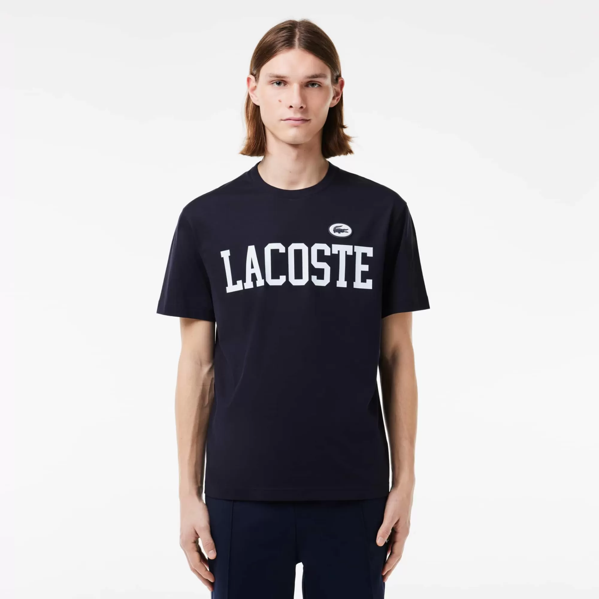 LACOSTE T-Shirts^T-shirt de Algodão com Emblema em Contraste