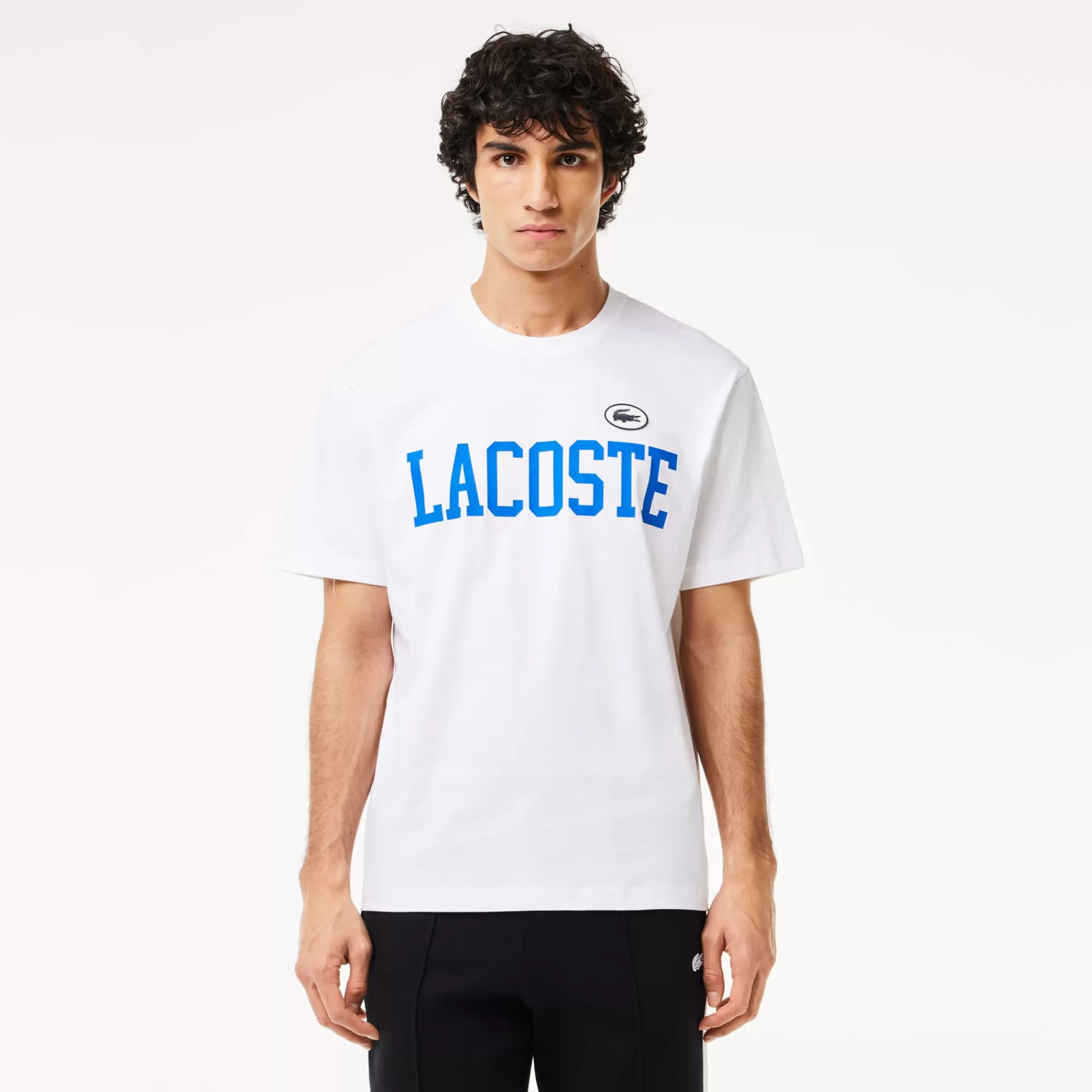 LACOSTE T-Shirts^T-shirt de Algodão com Emblema em Contraste