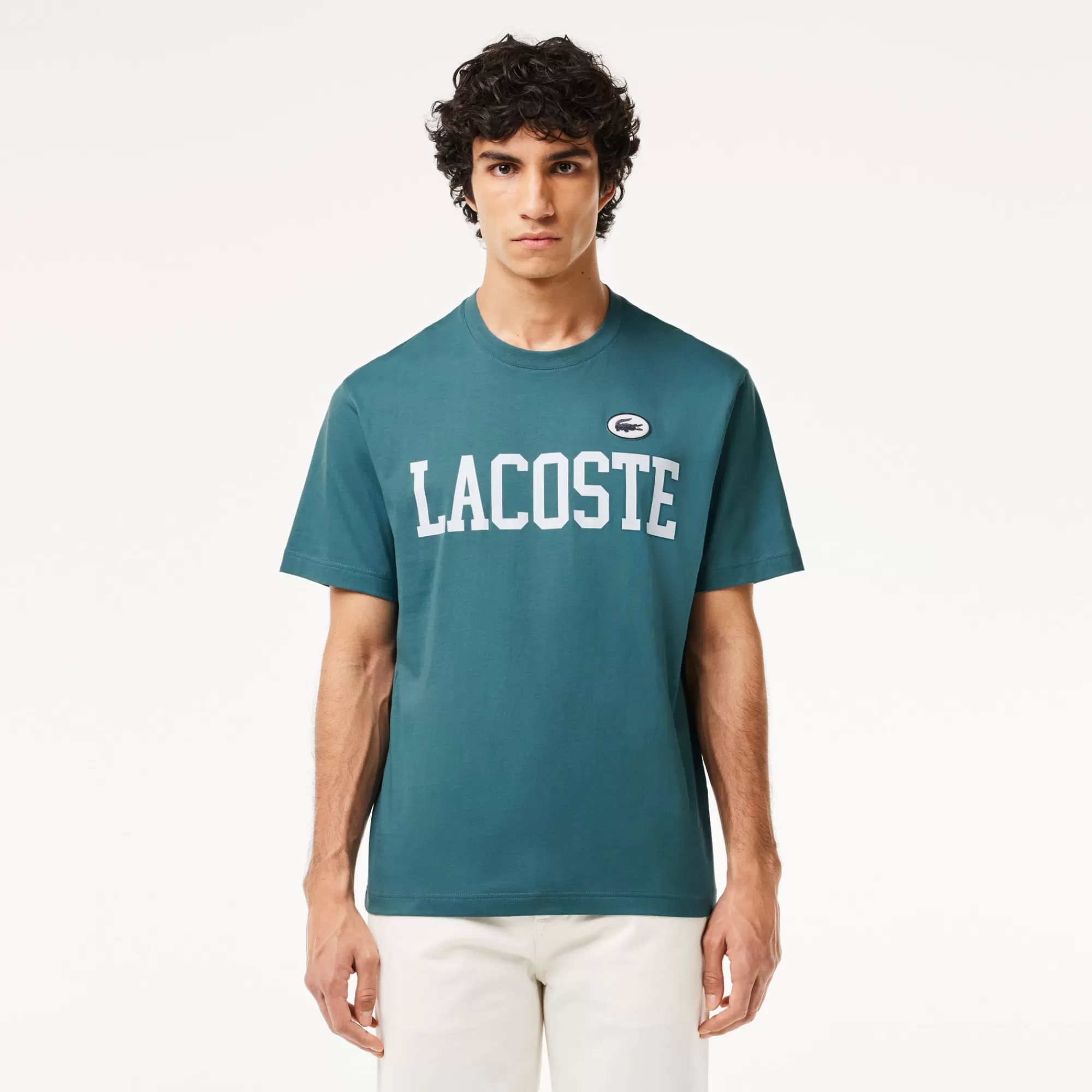 LACOSTE T-Shirts^T-shirt de Algodão com Emblema em Contraste