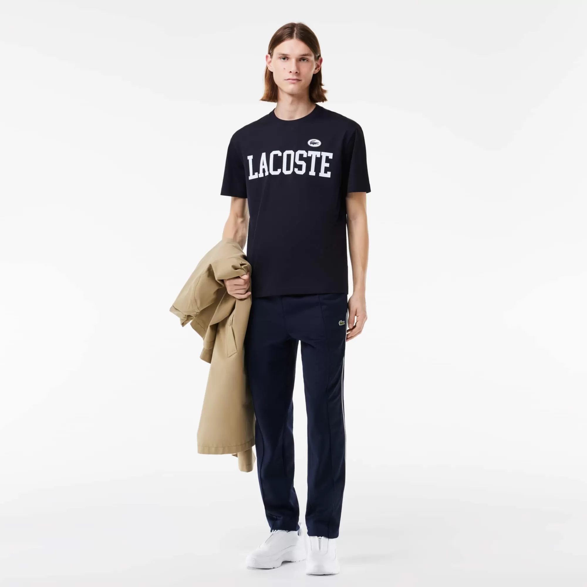 LACOSTE T-Shirts^T-shirt de Algodão com Emblema em Contraste