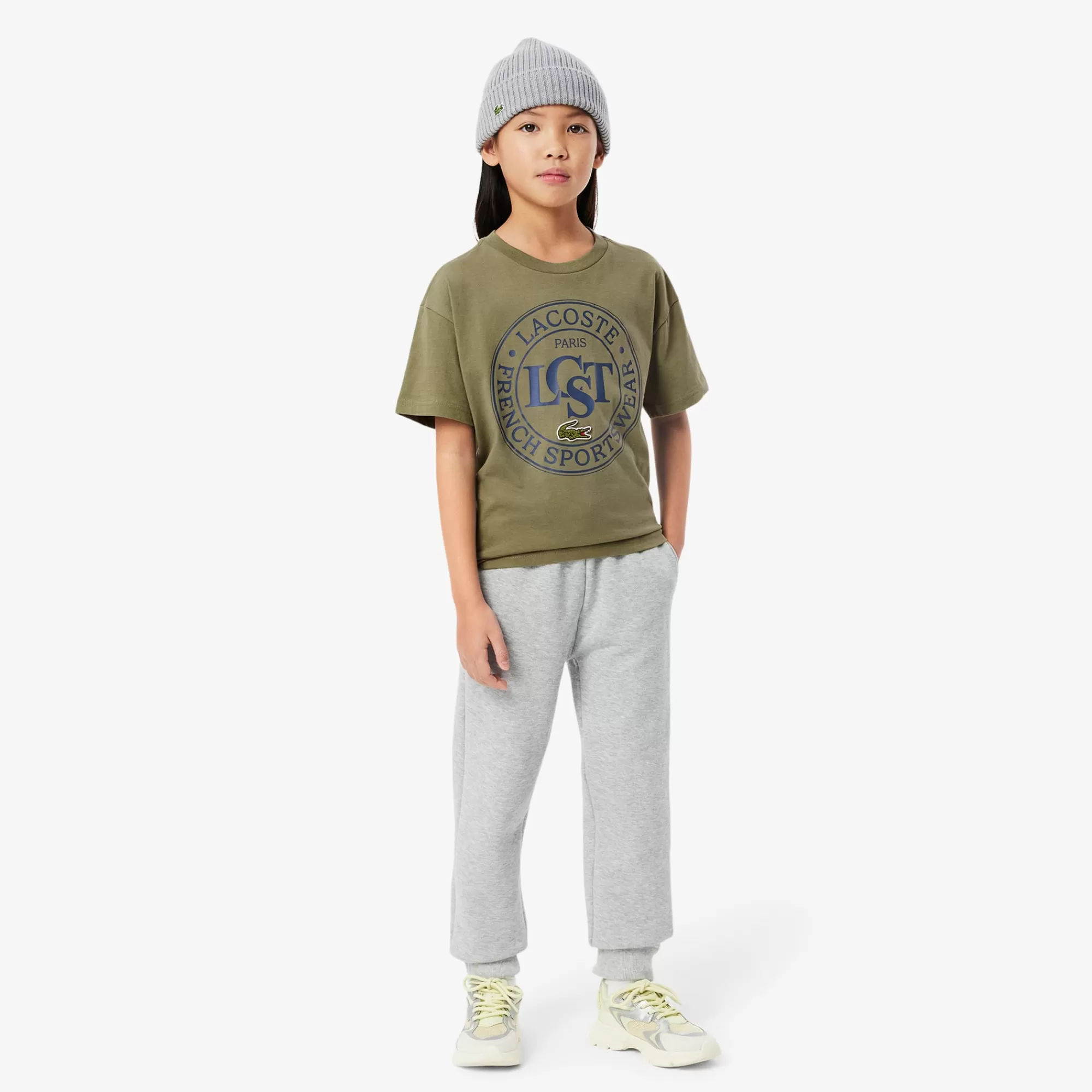 Crianças LACOSTE Moda Menina | Moda Menino^T-shirt de Algodão com Emblema em Contraste