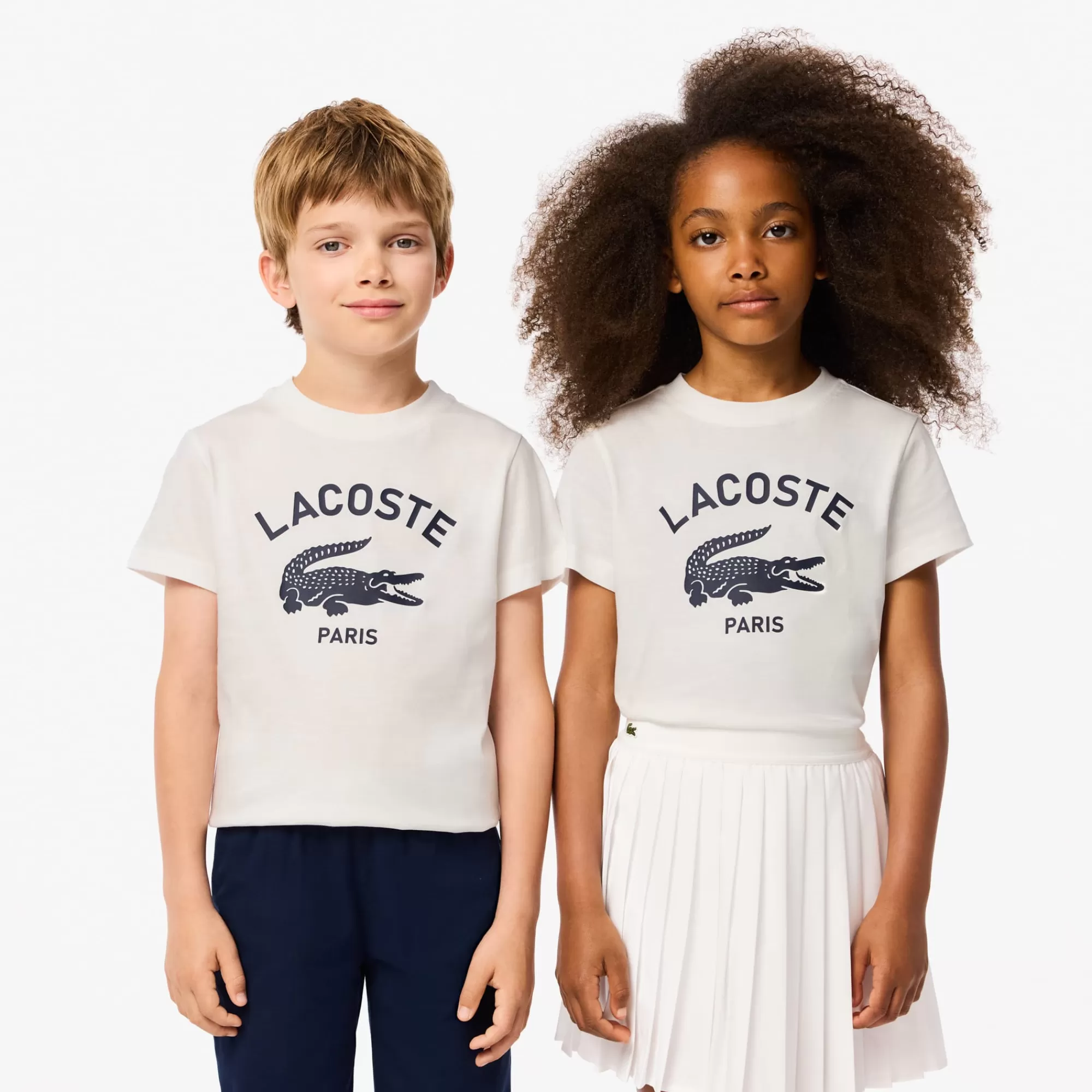 Crianças LACOSTE Moda Menina | Moda Menino^T-shirt de Algodão com Estampado de Assinatura