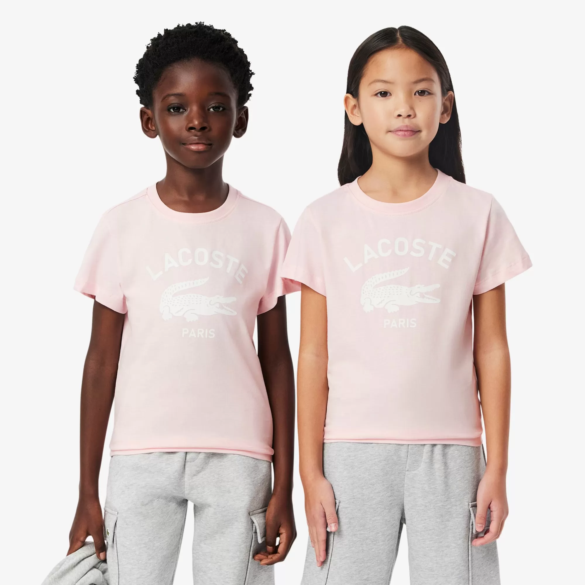 Crianças LACOSTE Moda Menina | Moda Menino^T-shirt de Algodão com Estampado de Assinatura