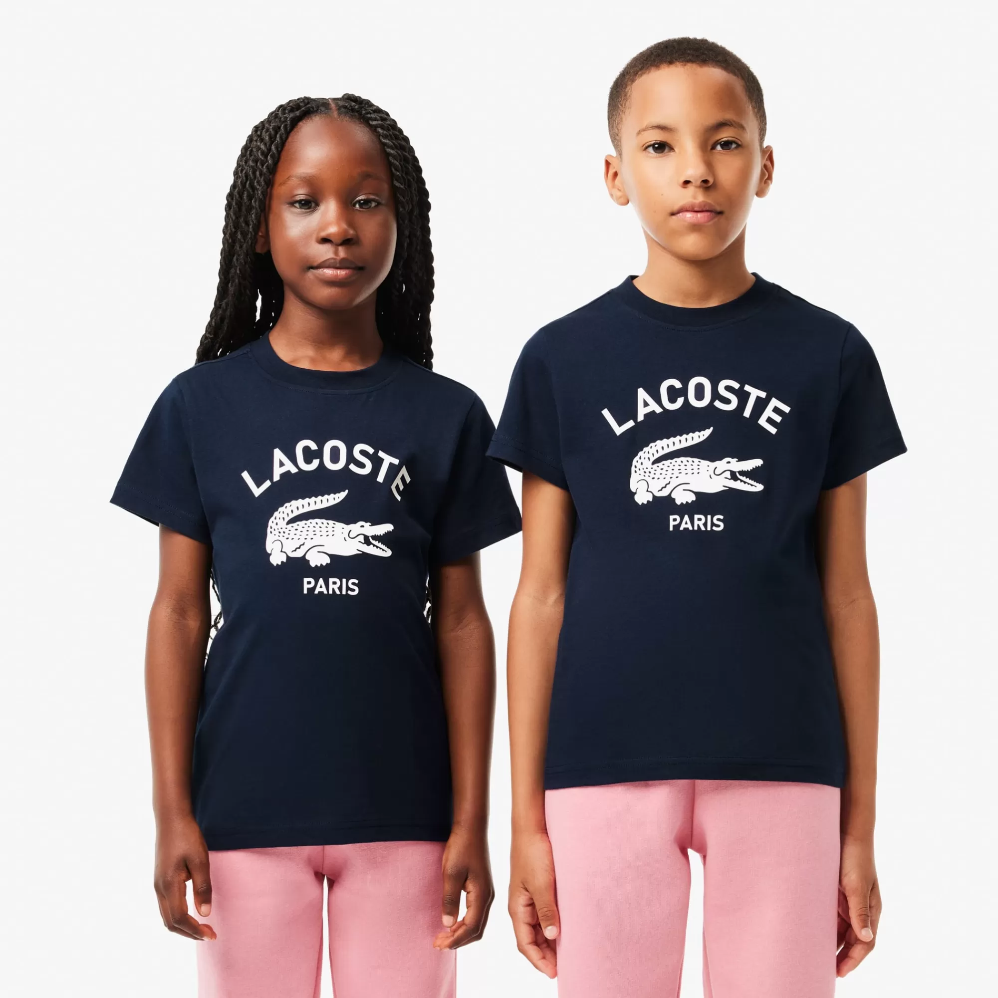 Crianças LACOSTE Moda Menina | Moda Menino^T-shirt de Algodão com Estampado de Assinatura