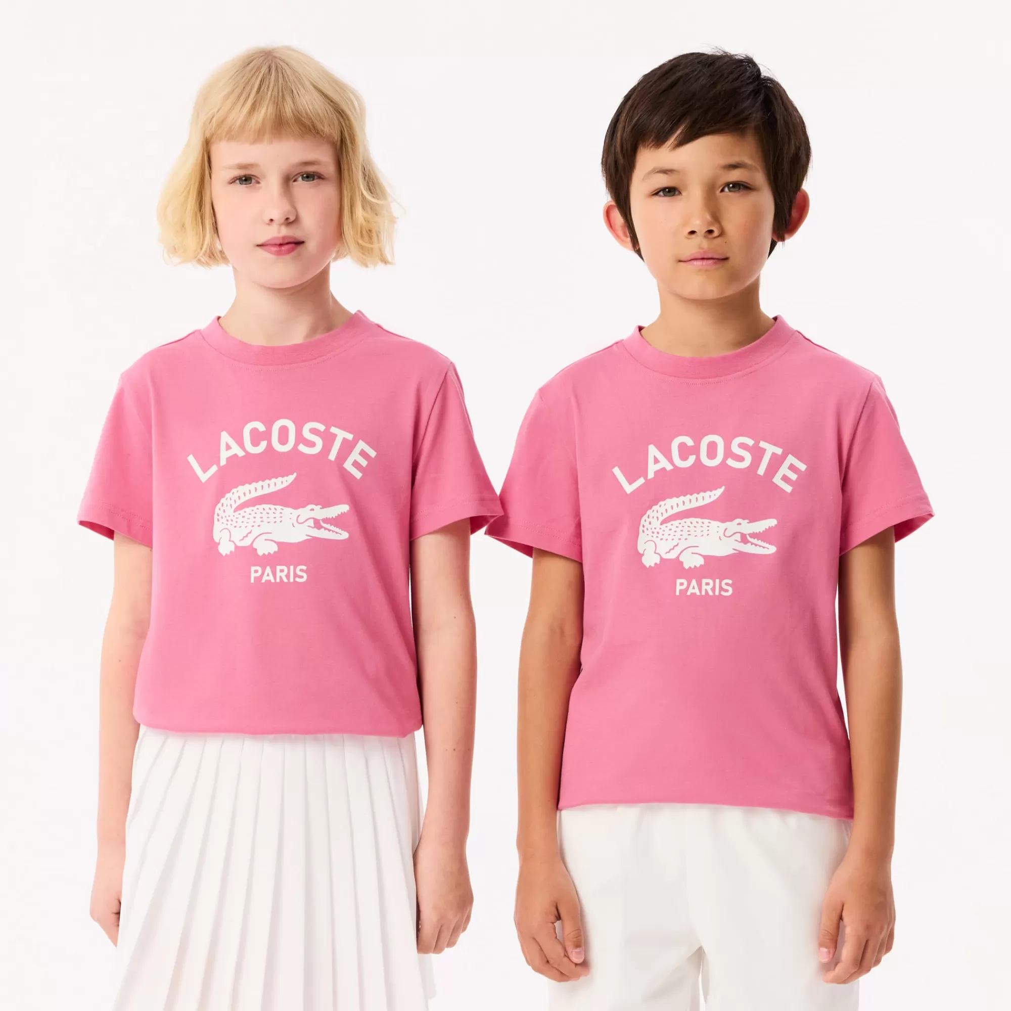 Crianças LACOSTE Moda Menina | Moda Menino^T-shirt de Algodão com Estampado de Assinatura