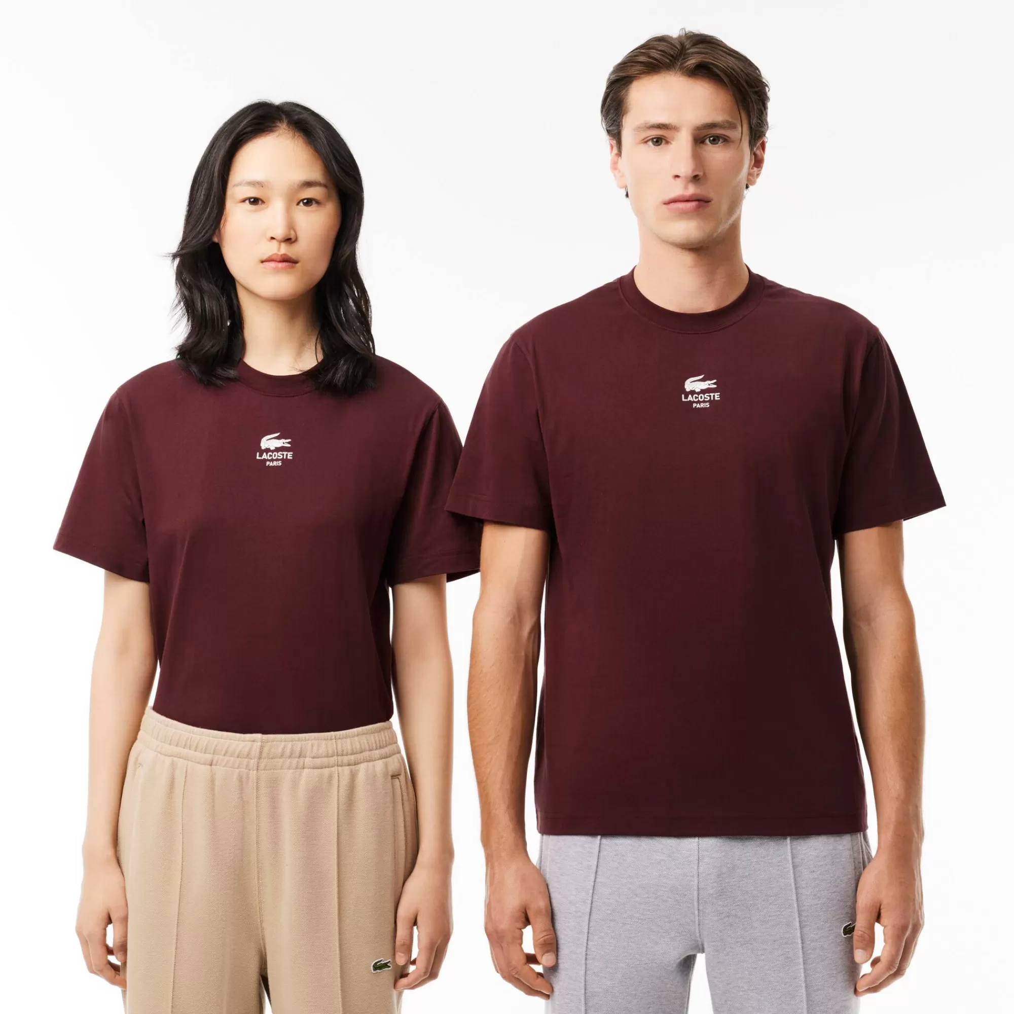 MULHER LACOSTE T-Shirts | T-Shirts^T-shirt de Algodão com Estampado de Assinatura