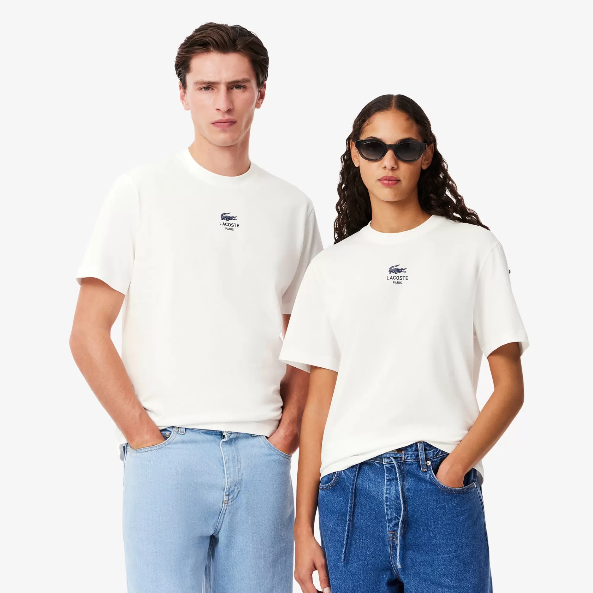 MULHER LACOSTE T-Shirts | T-Shirts^T-shirt de Algodão com Estampado de Assinatura