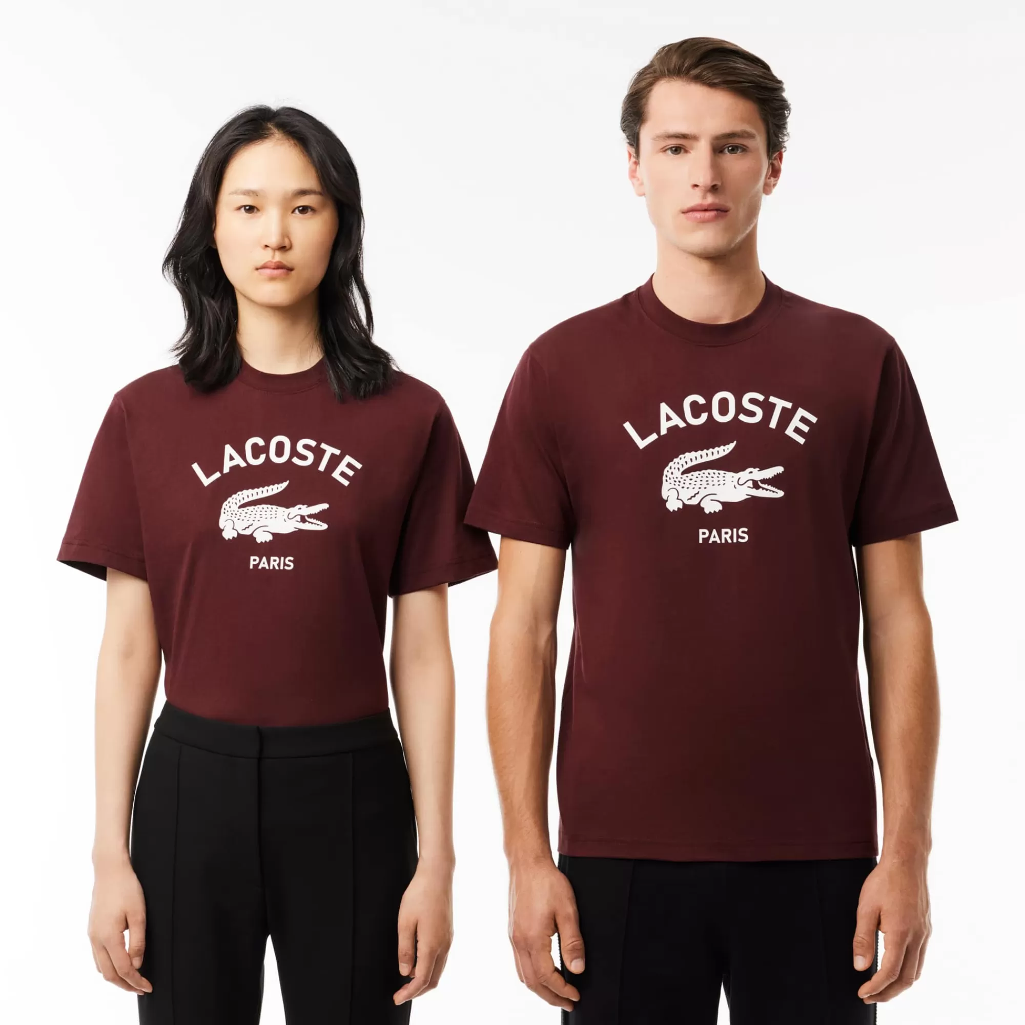 MULHER LACOSTE T-Shirts | T-Shirts^T-shirt de Algodão com Estampado de Assinatura