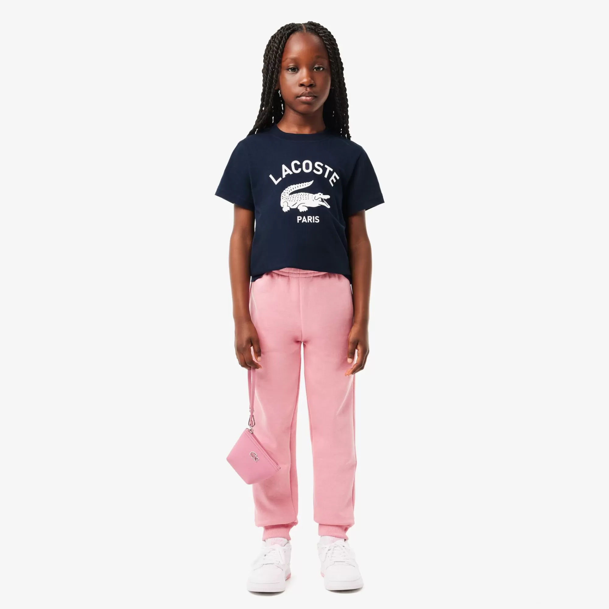 Crianças LACOSTE Moda Menina | Moda Menino^T-shirt de Algodão com Estampado de Assinatura