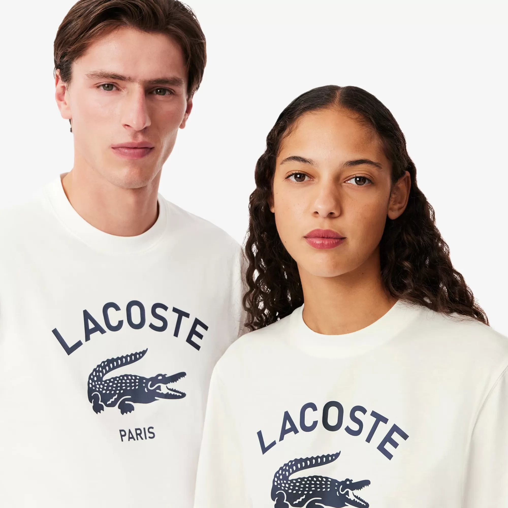 MULHER LACOSTE T-Shirts | T-Shirts^T-shirt de Algodão com Estampado de Assinatura