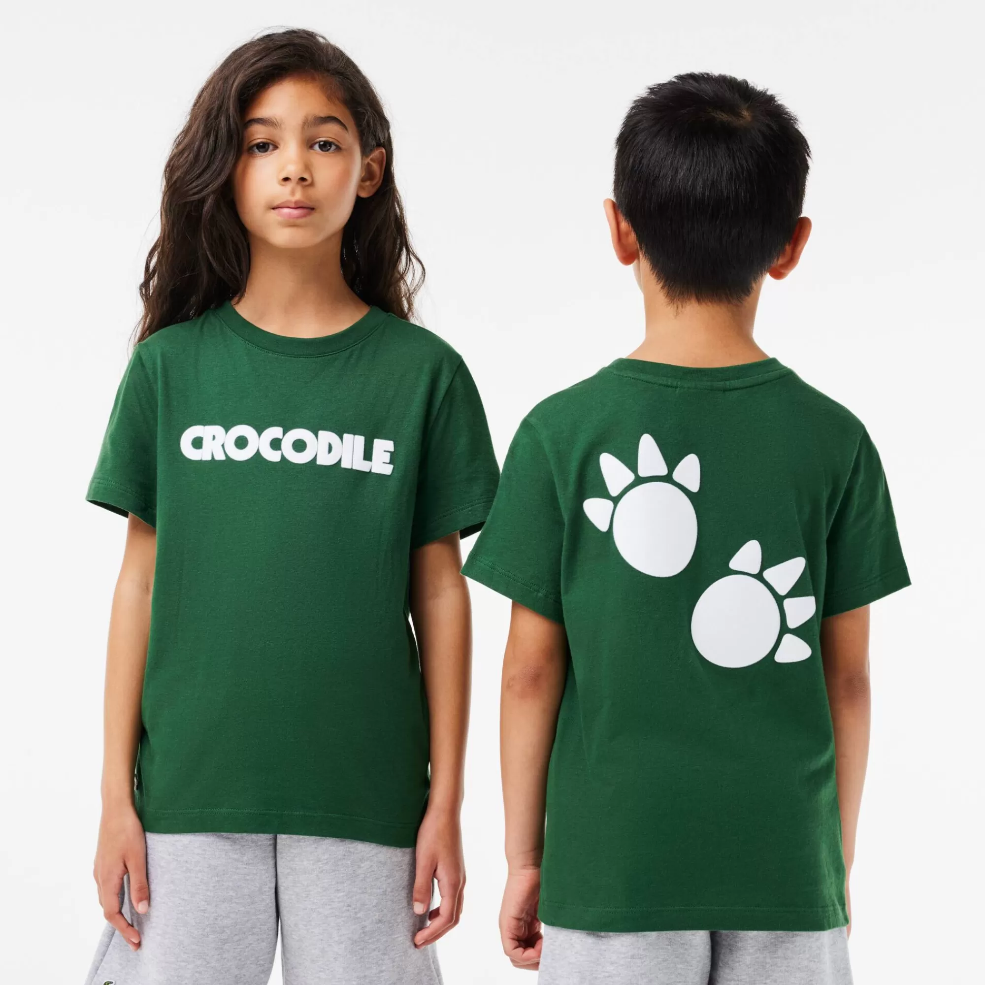 Crianças LACOSTE Moda Menina | Moda Menino^T-shirt de Algodão com Estampado de Crocodilo