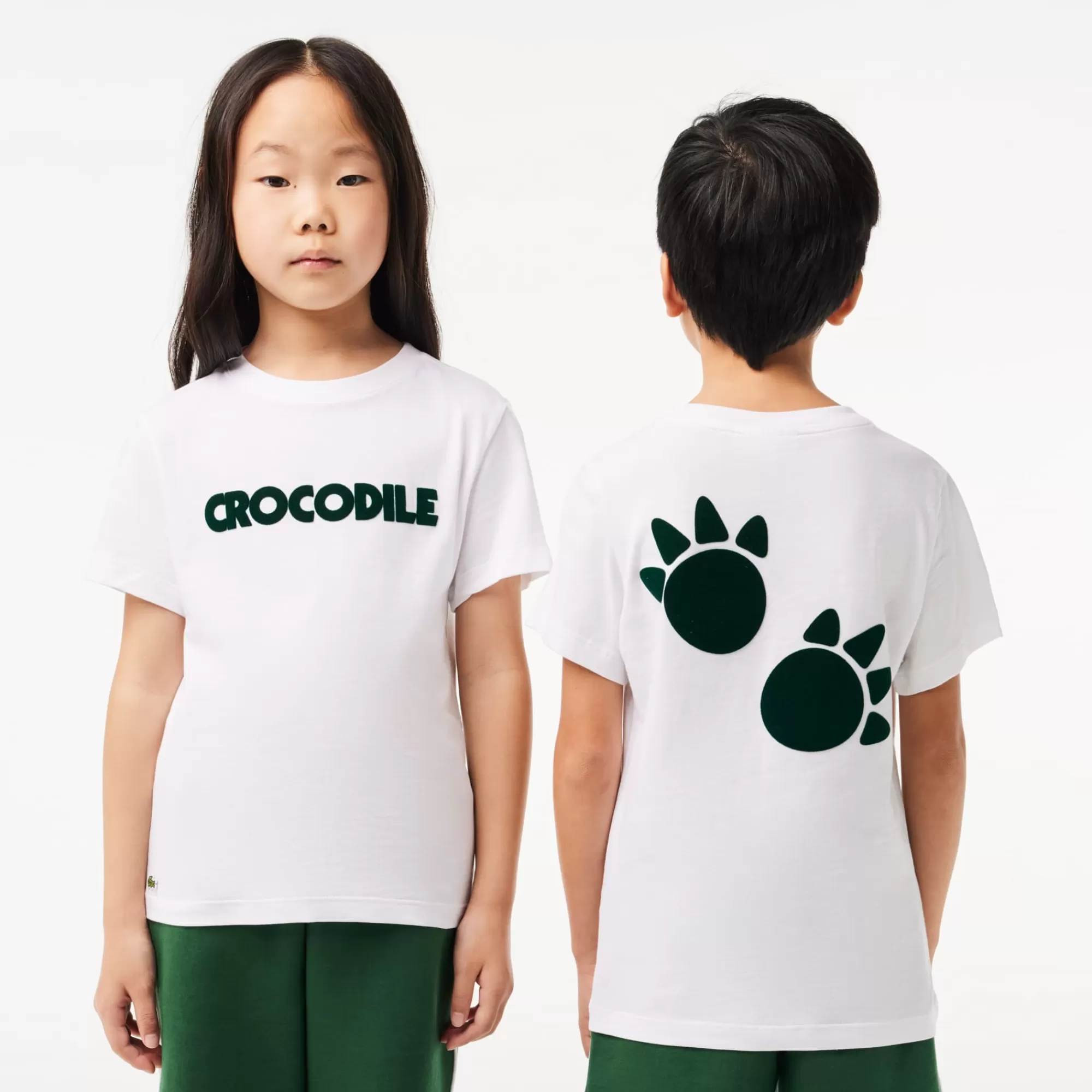 Crianças LACOSTE Moda Menina | Moda Menino^T-shirt de Algodão com Estampado de Crocodilo