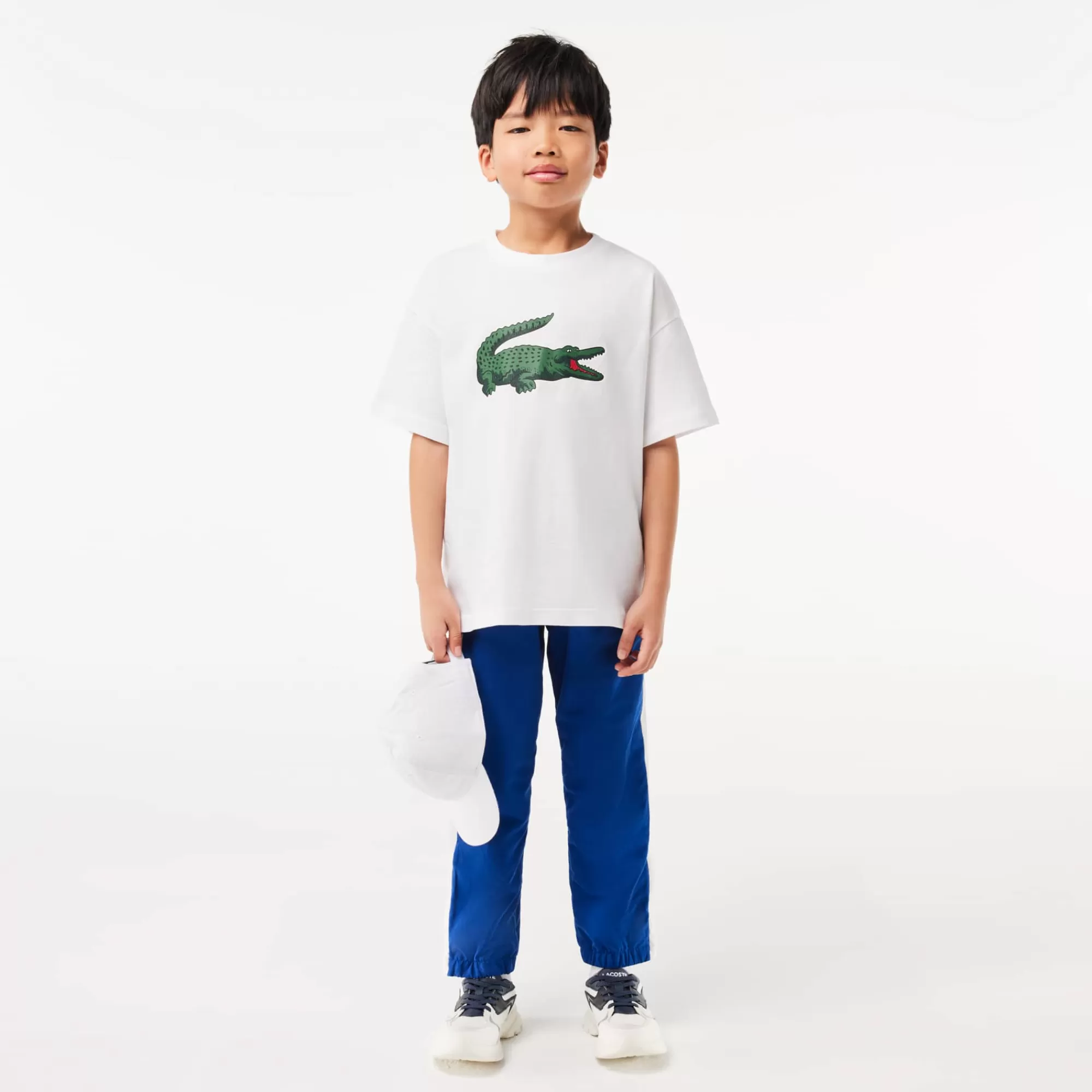 Crianças LACOSTE Moda Menina | Moda Menino^T-shirt de Algodão com Estampado de Crocodilo