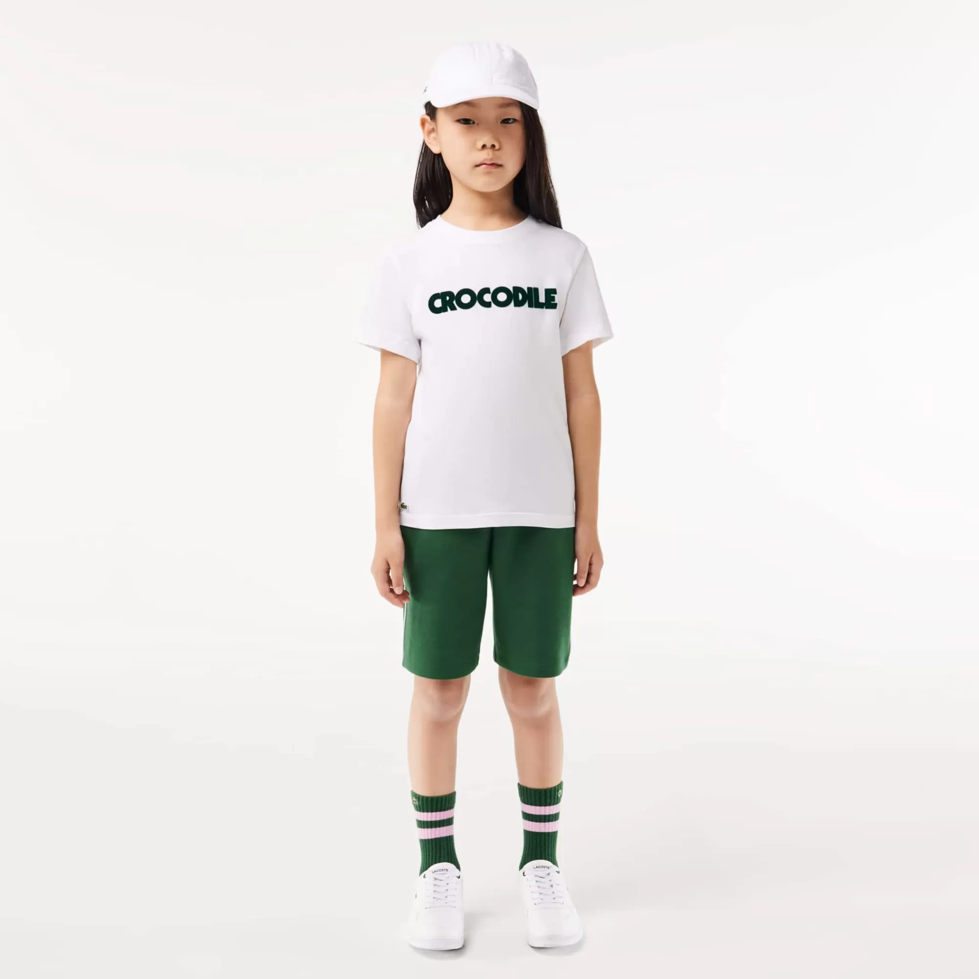 Crianças LACOSTE Moda Menina | Moda Menino^T-shirt de Algodão com Estampado de Crocodilo