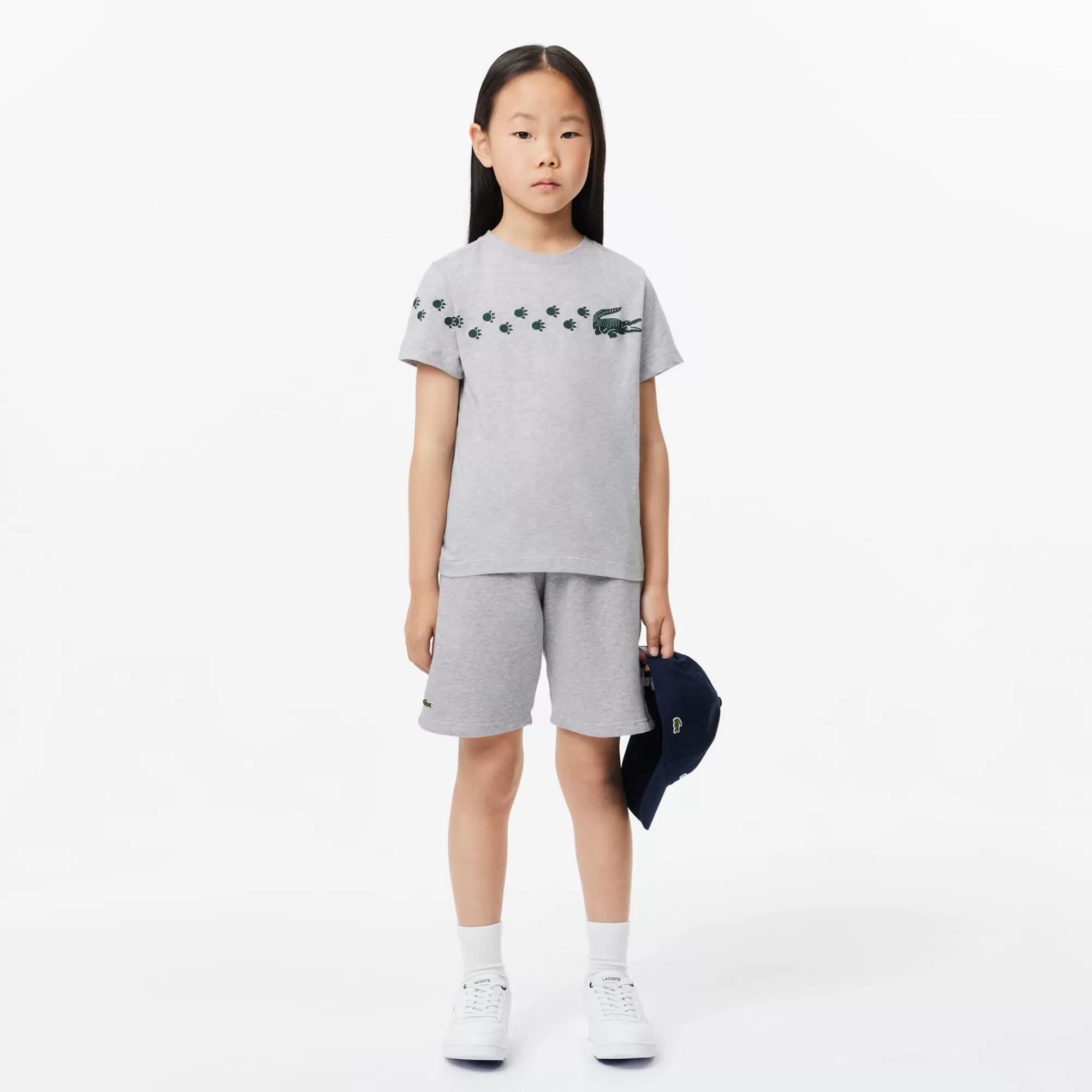 Crianças LACOSTE Moda Menina | Moda Menino^T-shirt de Algodão com Estampado de Crocodilo