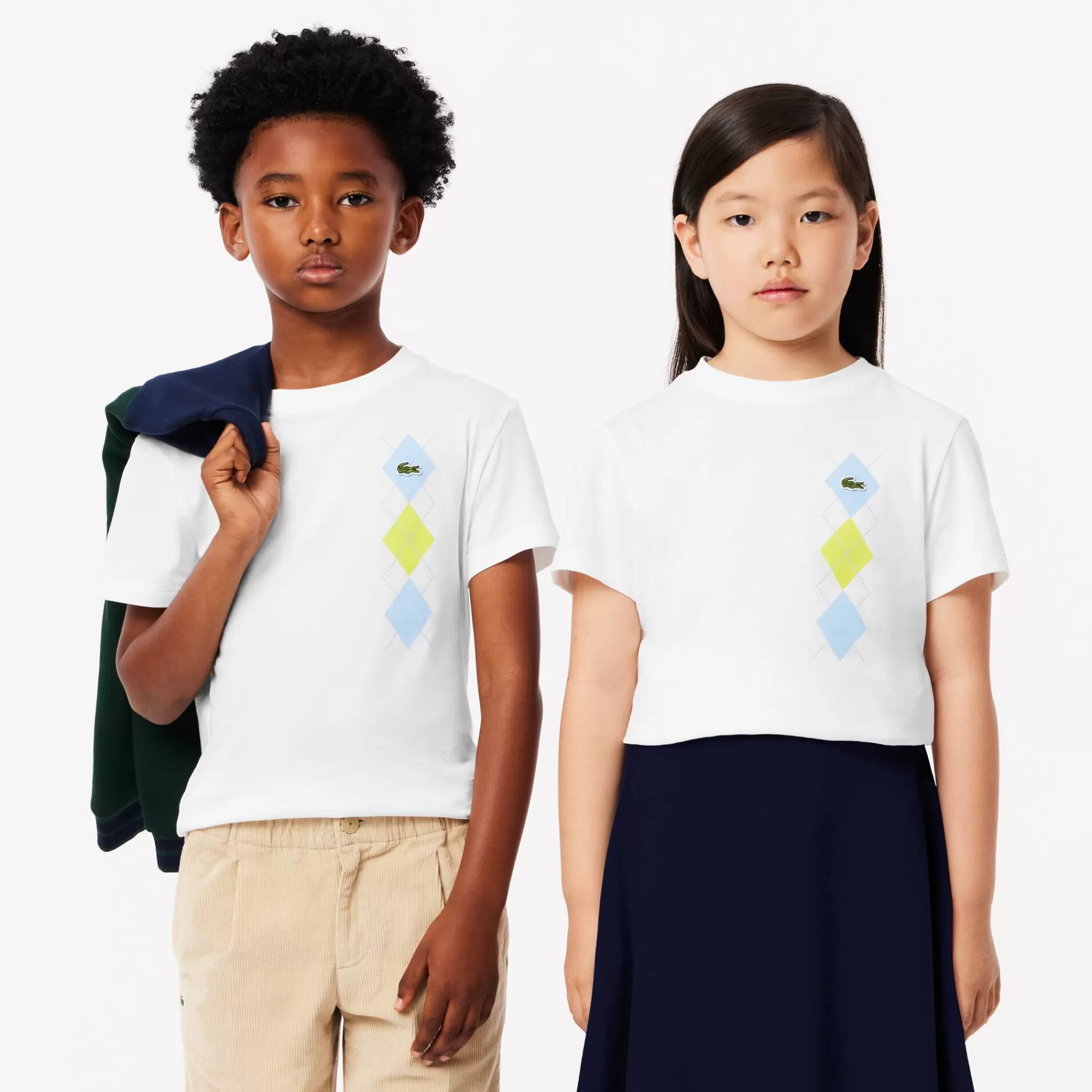 Crianças LACOSTE Moda Menina | Moda Menino^T-shirt de Algodão com Estampado de Losangos