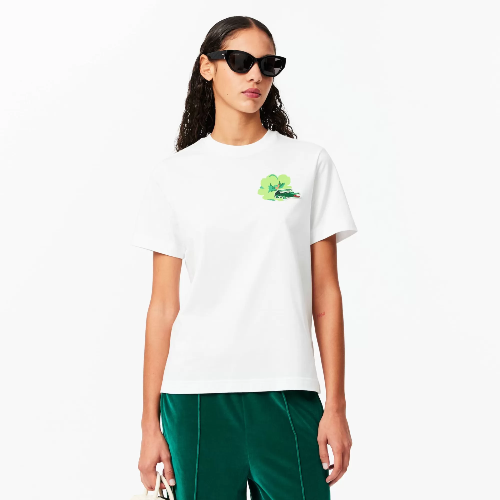 MULHER LACOSTE T-Shirts^T-shirt de Algodão com Estampado Floral