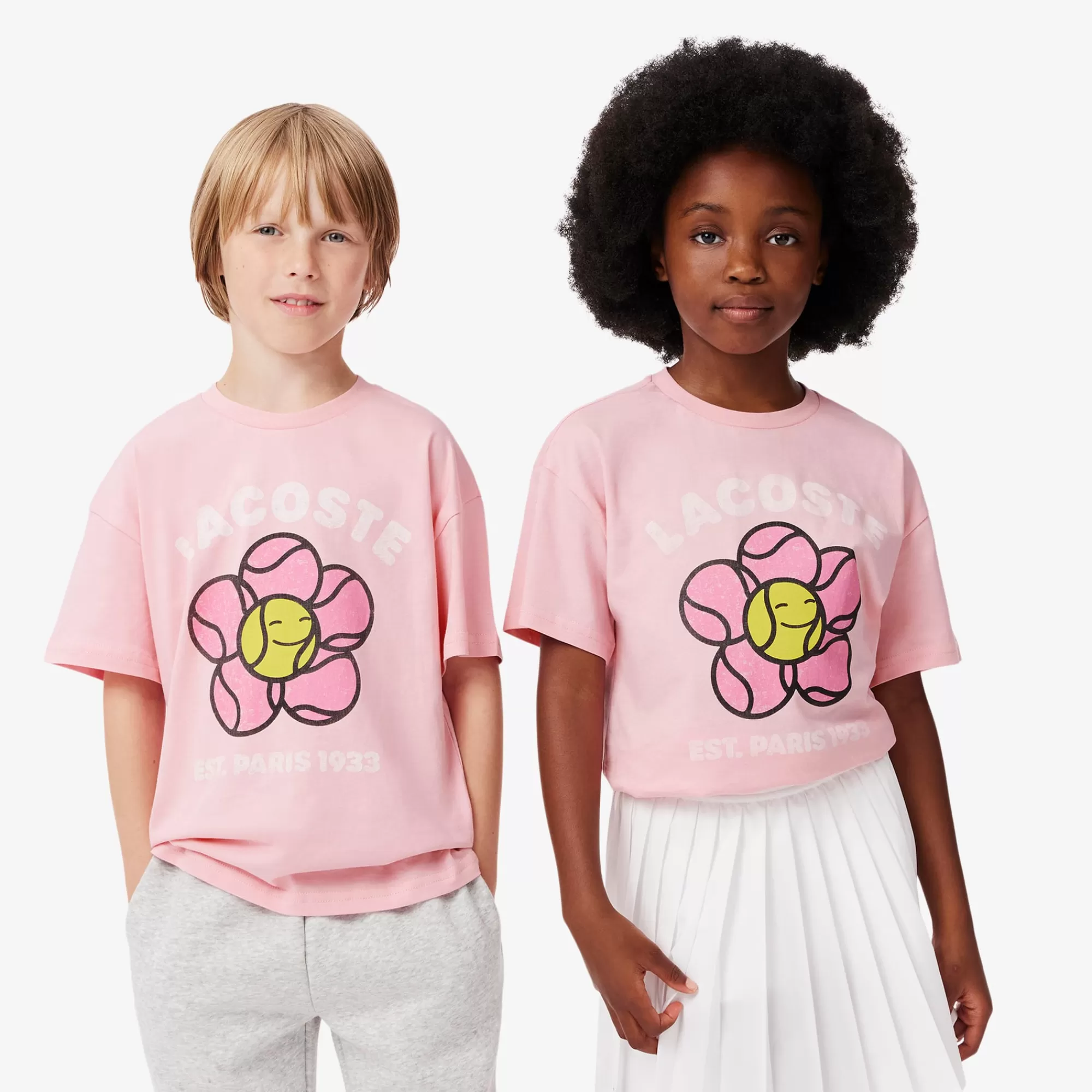 Crianças LACOSTE Moda Menina | Moda Menino^T-shirt de Algodão com Estampado Floral Vintage