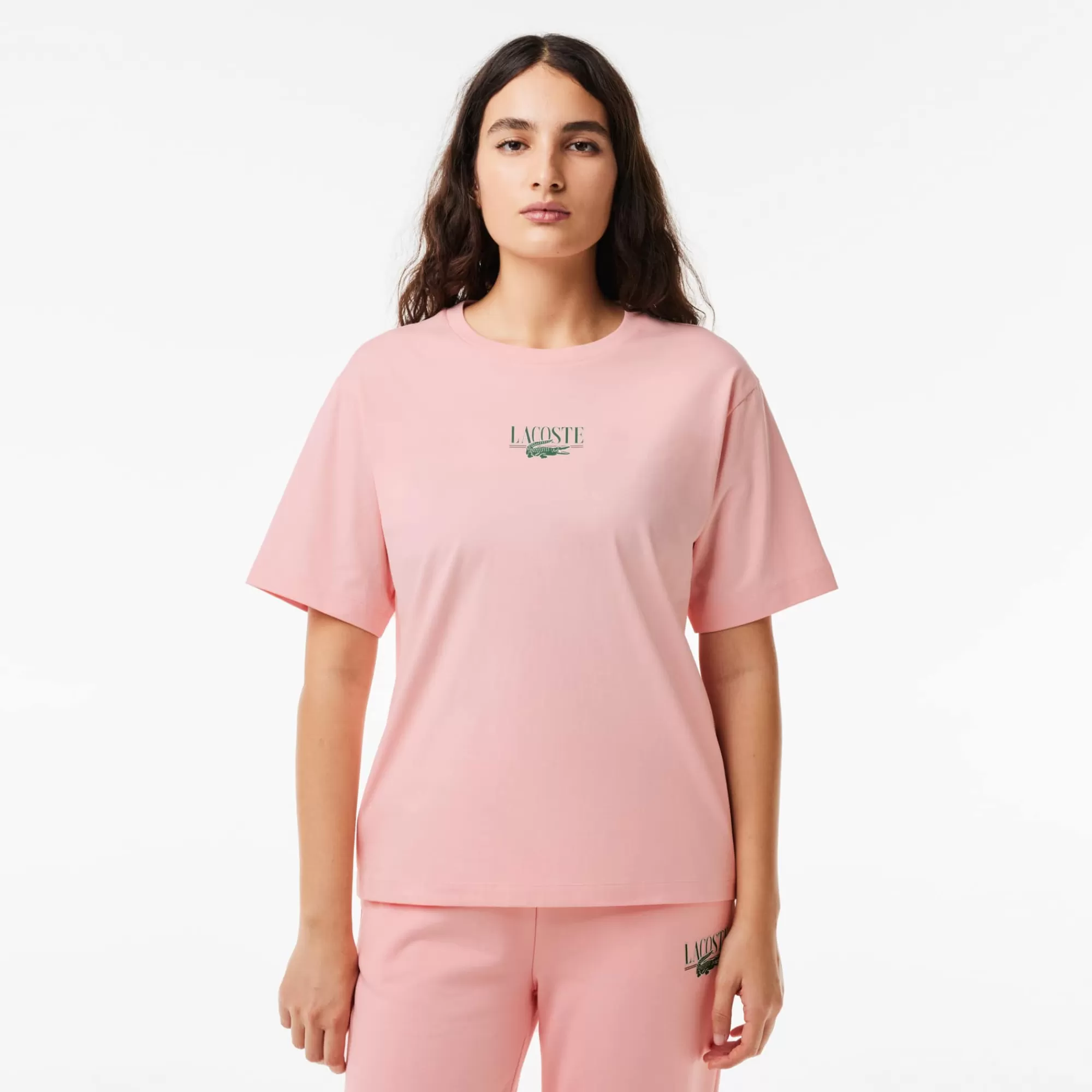 MULHER LACOSTE T-Shirts^T-shirt de Algodão com Estampado Relaxed Fit