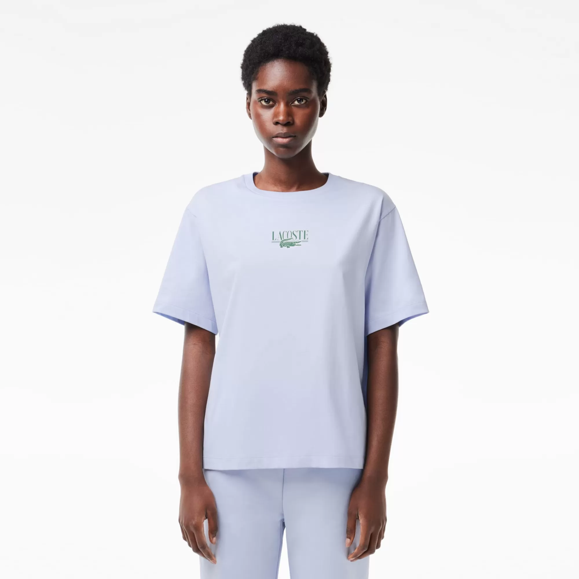 MULHER LACOSTE T-Shirts^T-shirt de Algodão com Estampado Relaxed Fit