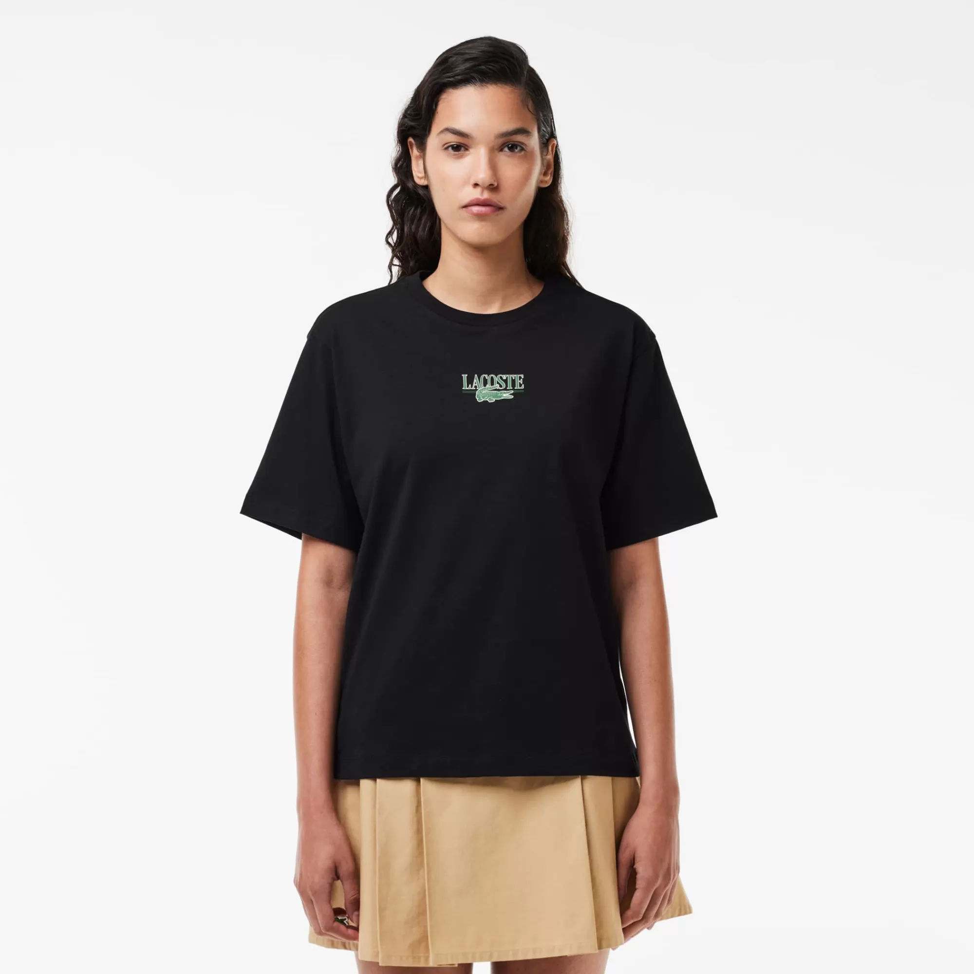 MULHER LACOSTE T-Shirts^T-shirt de Algodão com Estampado Relaxed Fit