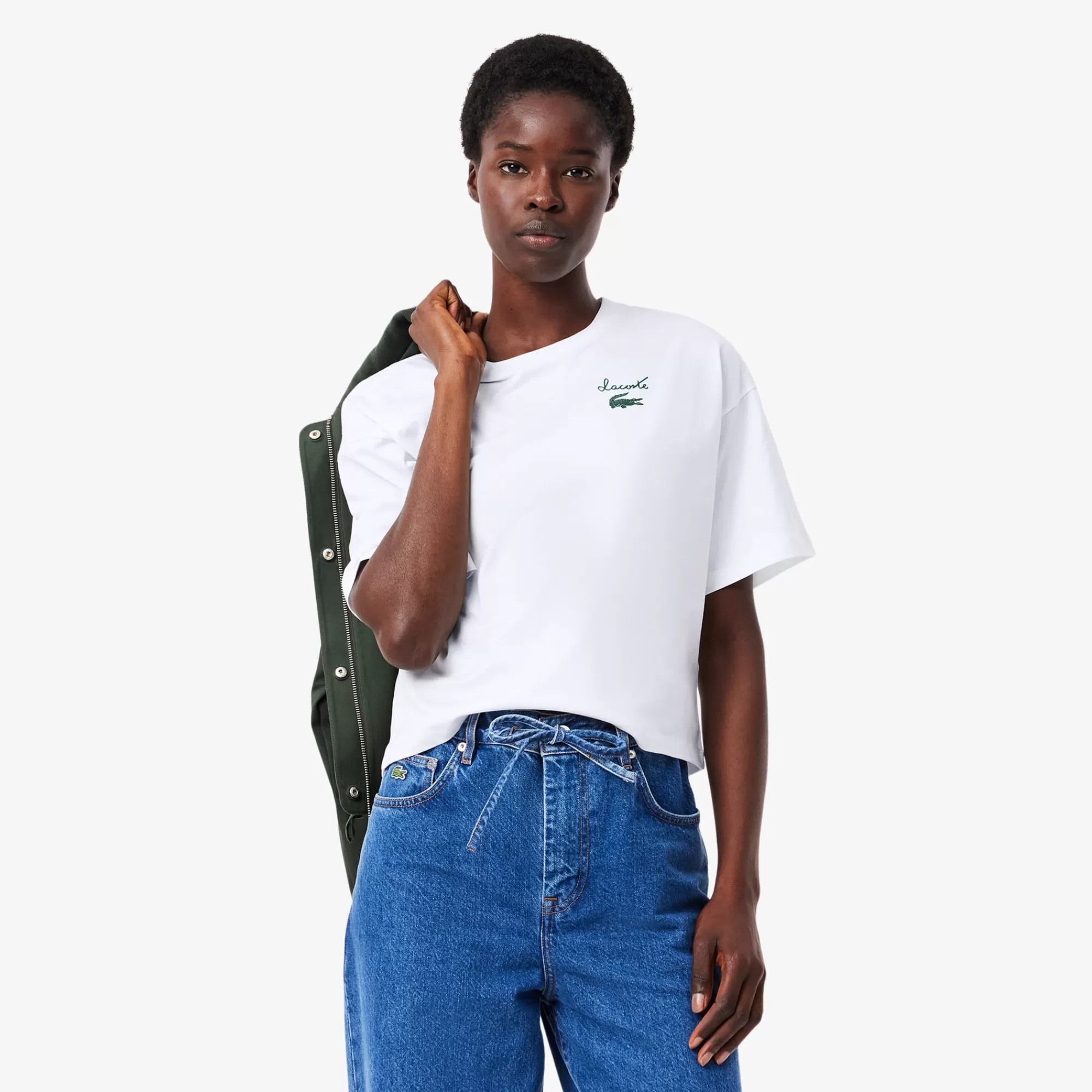 MULHER LACOSTE T-Shirts^T-shirt de Algodão com Logo