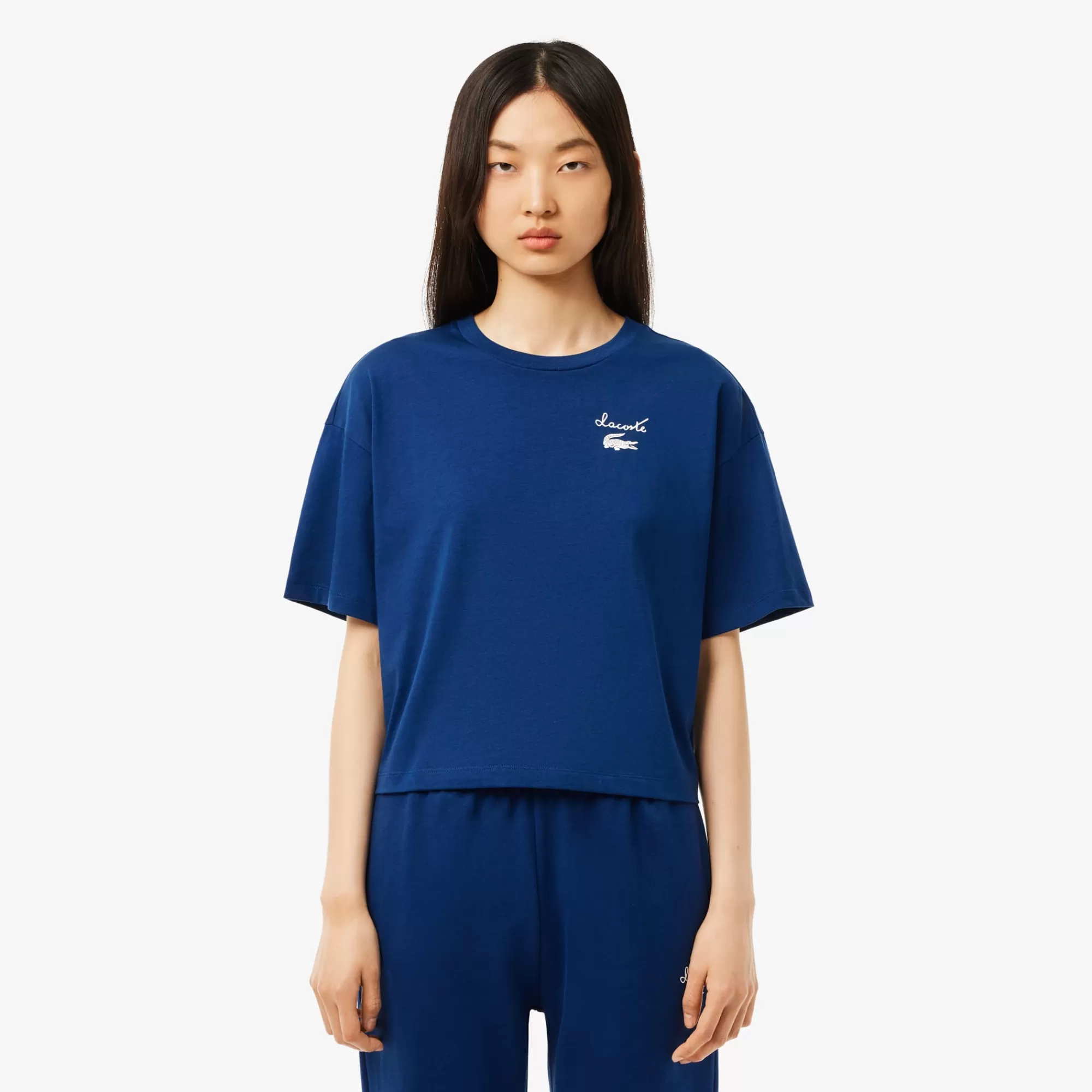 MULHER LACOSTE T-Shirts^T-shirt de Algodão com Logo