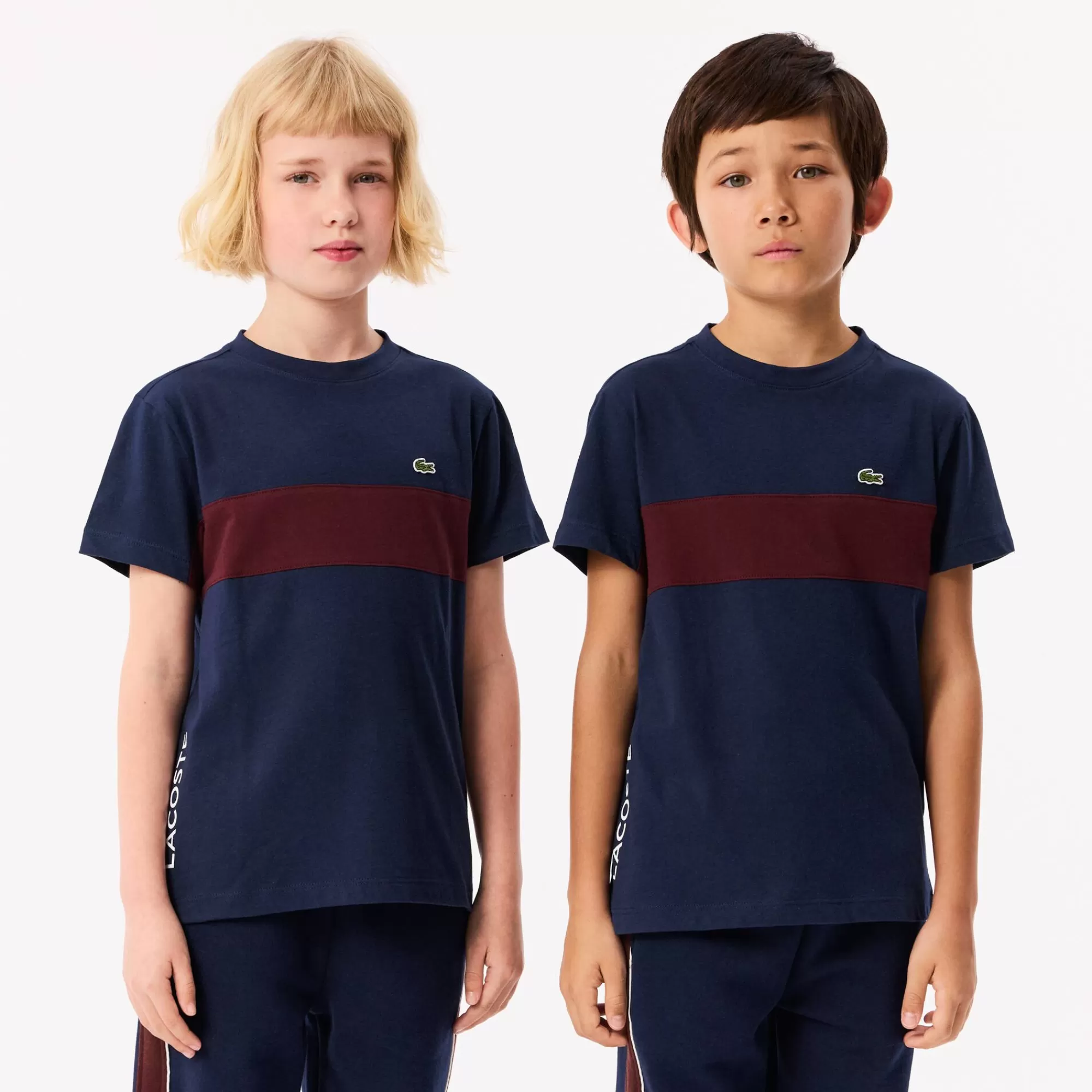 Crianças LACOSTE Moda Menina | Moda Menino^T-shirt de Algodão com Logo em Contraste