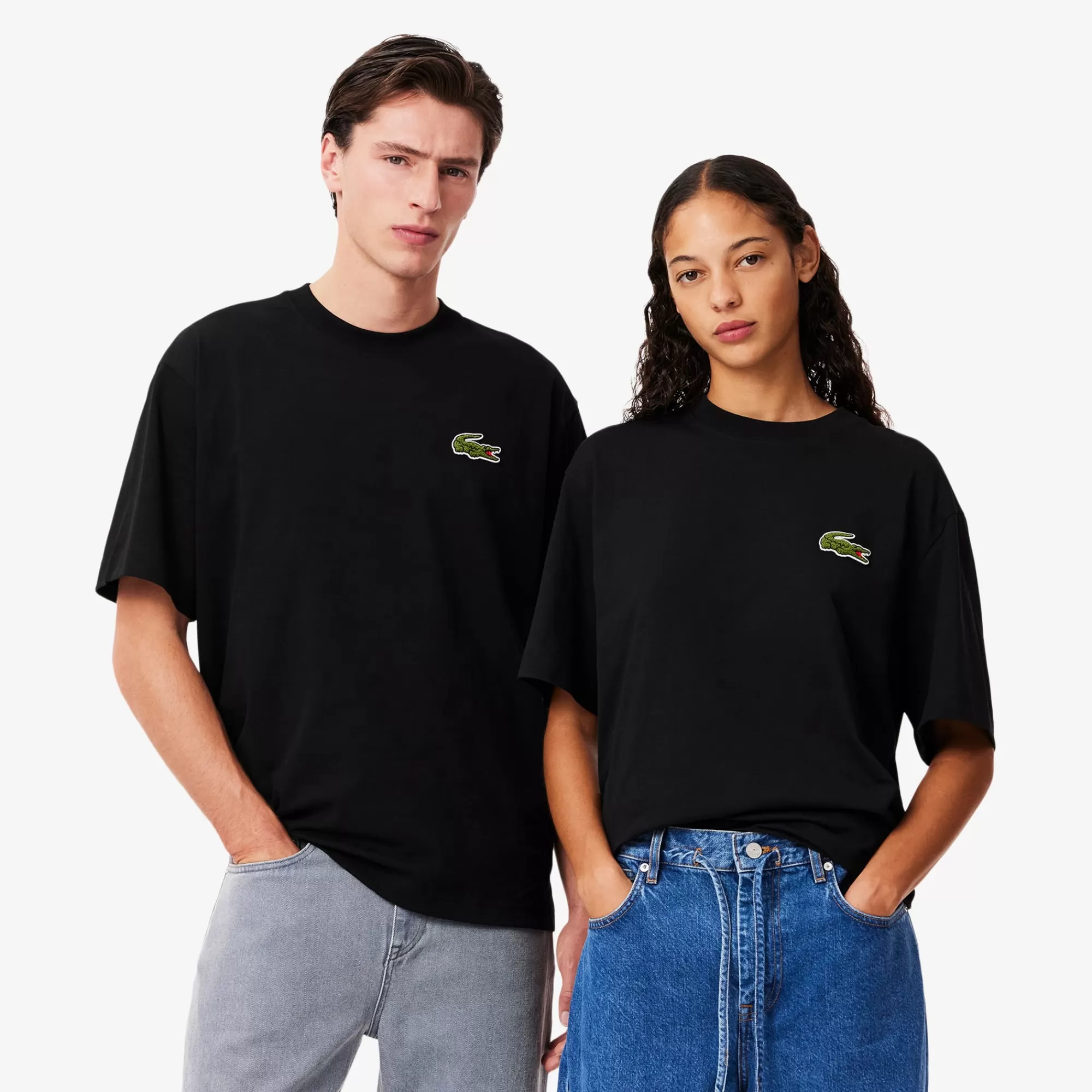 MULHER LACOSTE T-Shirts | T-Shirts^T-shirt de Algodão Grosso com Emblema Loose Fit