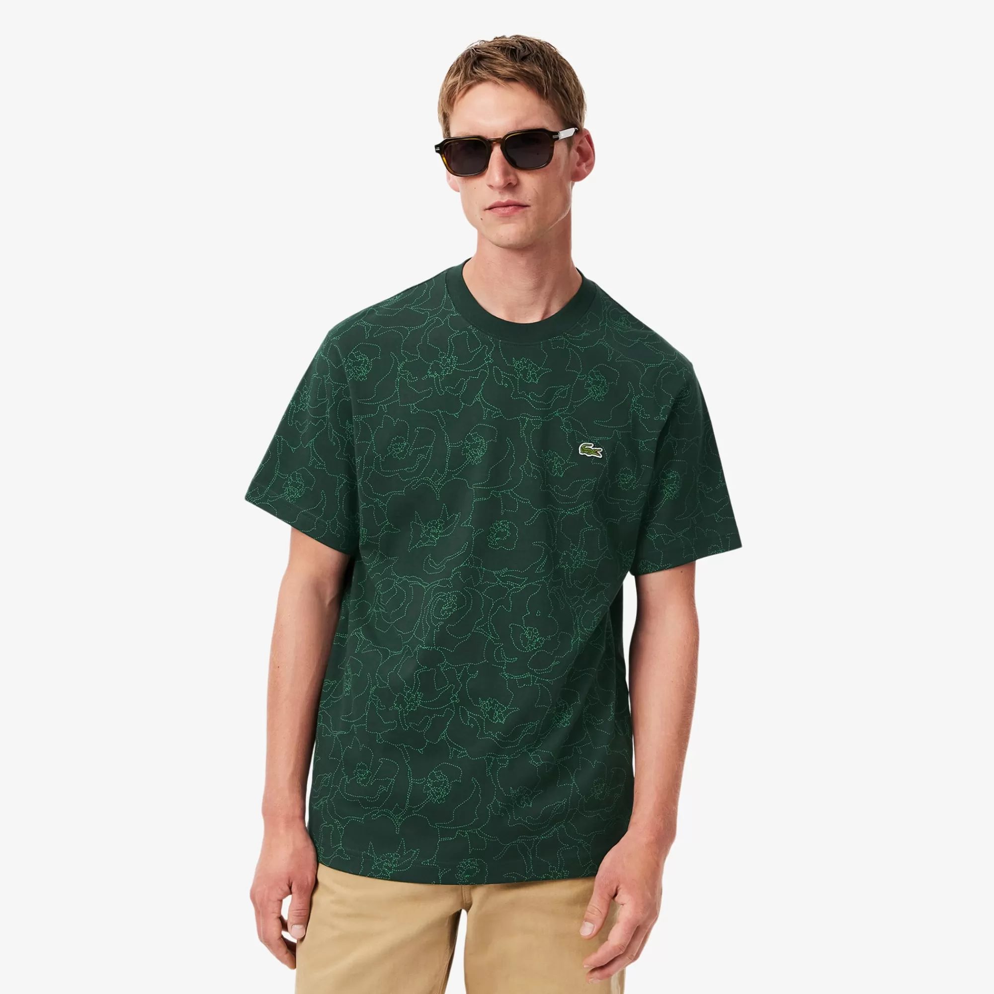 LACOSTE T-Shirts^T-shirt de Algodão Grosso com Estampado Floral