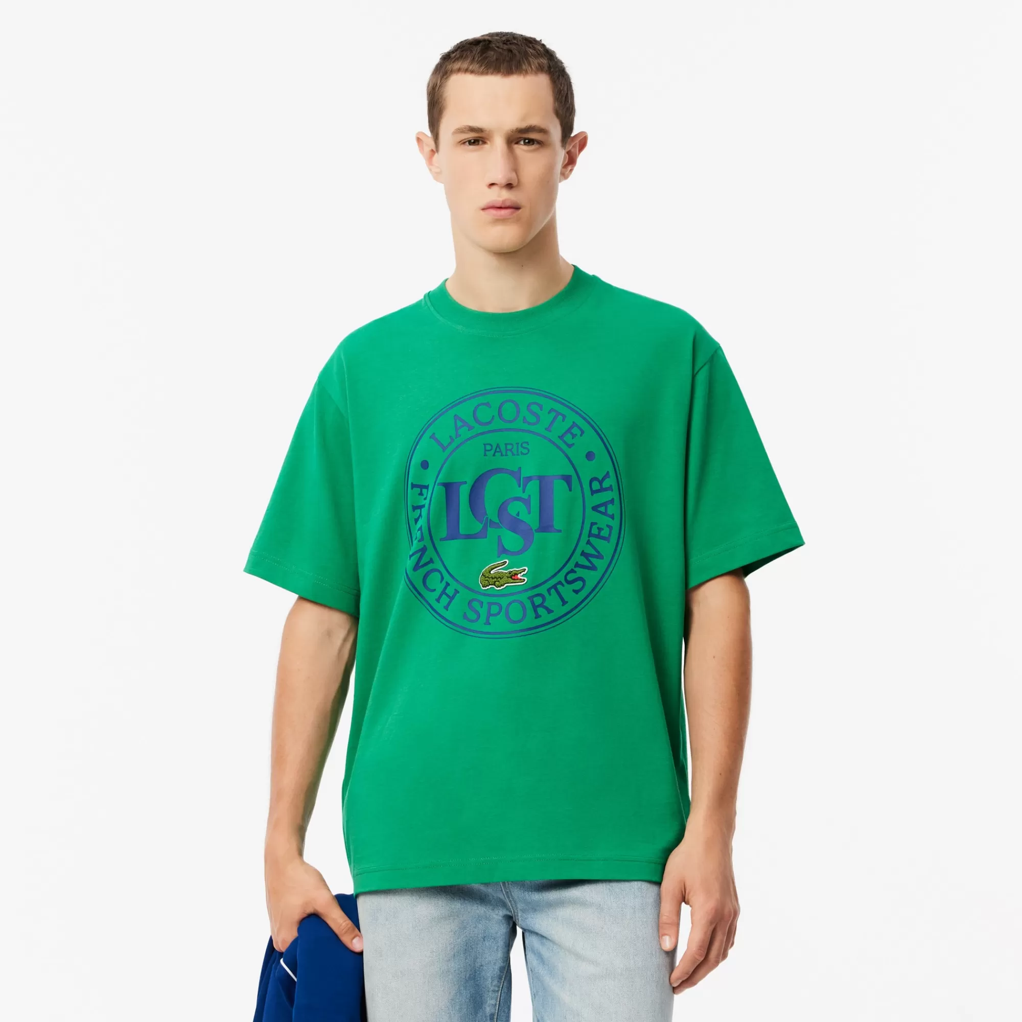 LACOSTE T-Shirts^T-shirt de Algodão Grosso com Estampado Loose Fit