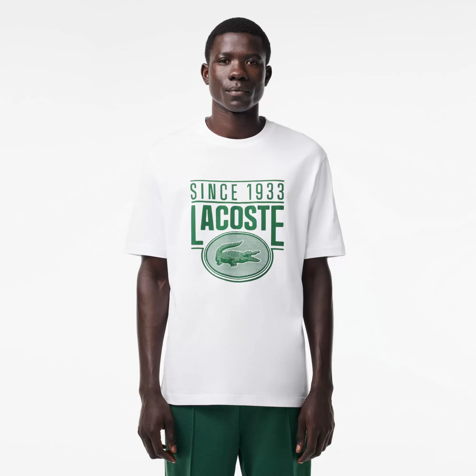 LACOSTE T-Shirts^T-shirt de Algodão Grosso com Estampado Loose Fit