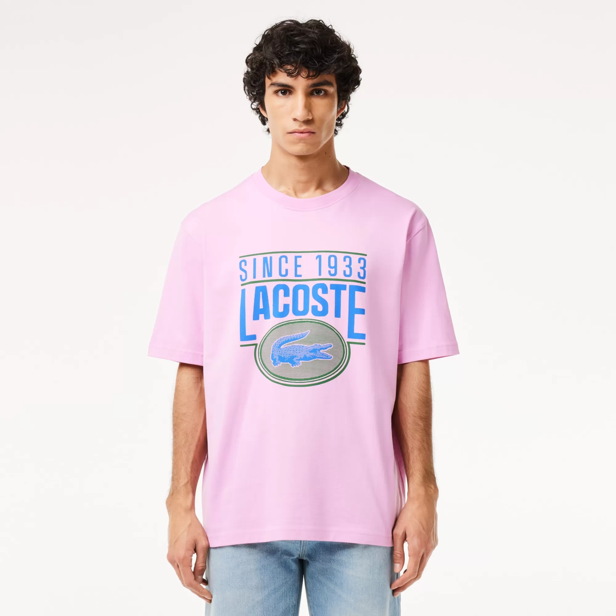 LACOSTE T-Shirts^T-shirt de Algodão Grosso com Estampado Loose Fit